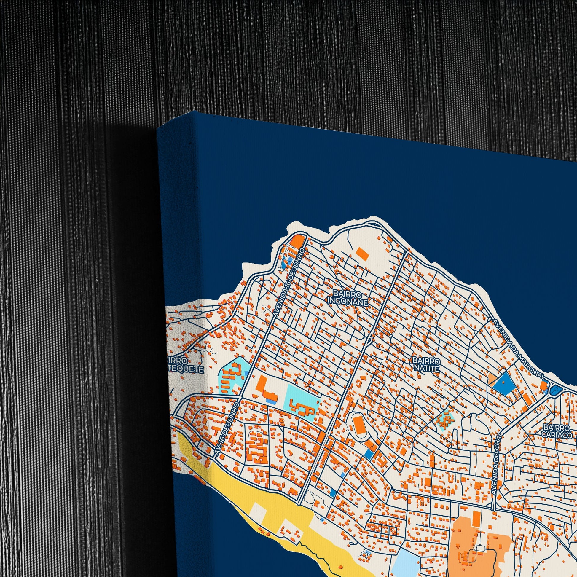 Pemba Mozambique Colorful City Map Canvas Print Detail