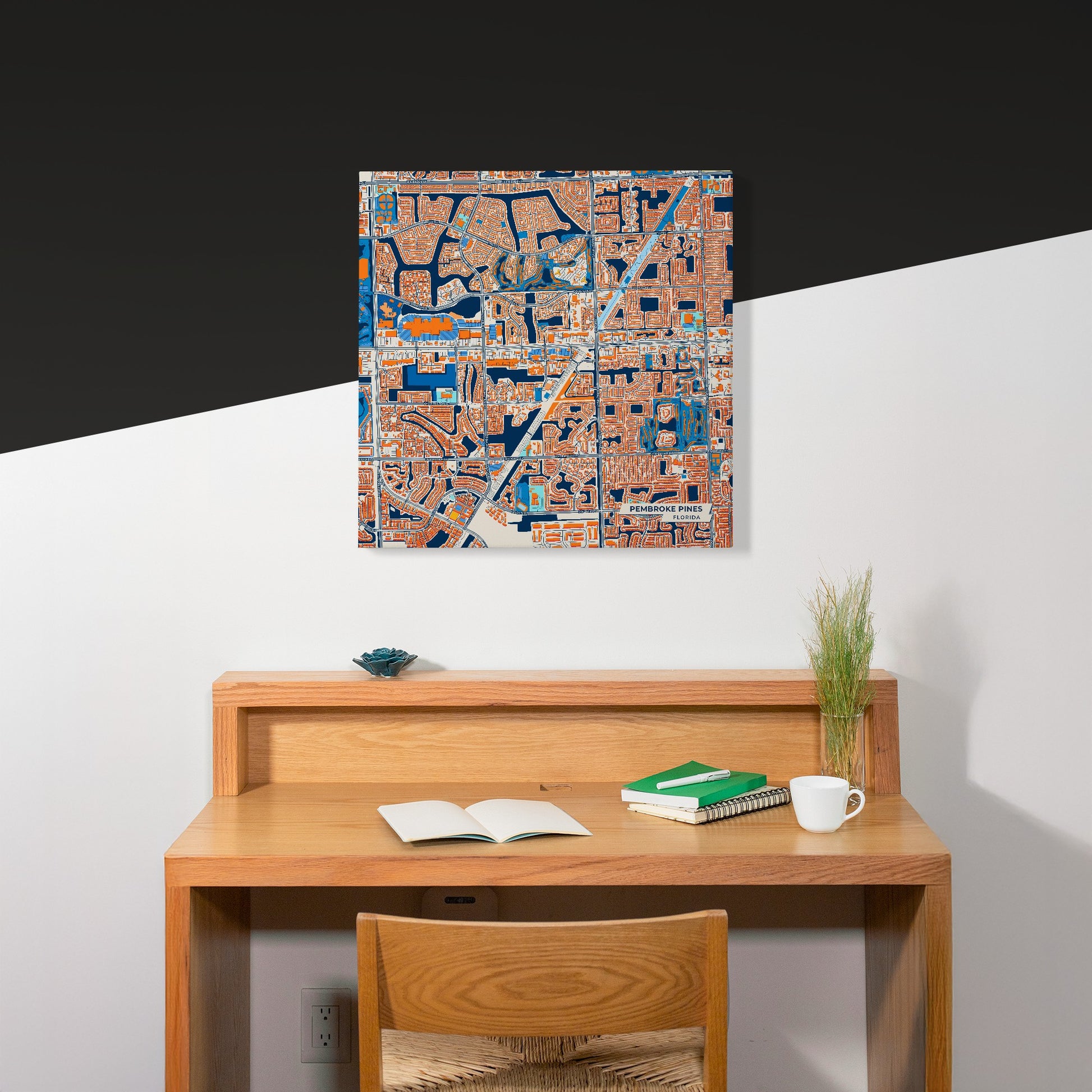 Pembroke Pines Florida Colorful City Map Canvas Print Scene