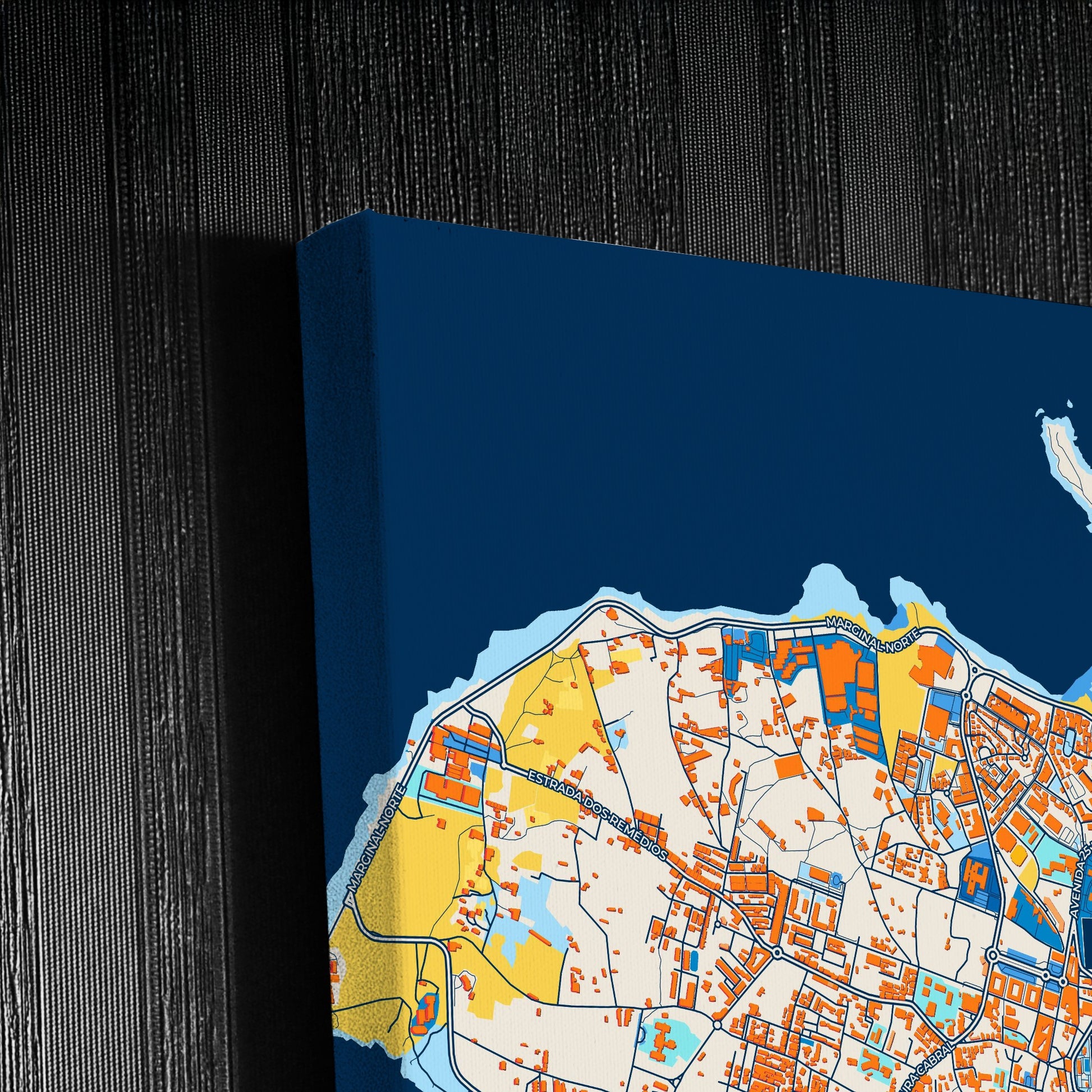 Peniche Portugal Colorful City Map Canvas Print Detail