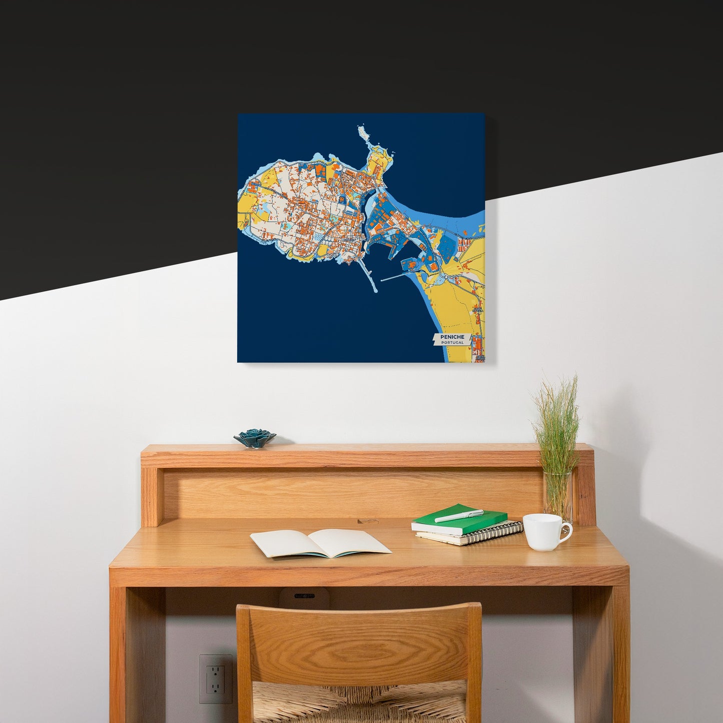 Peniche Portugal Colorful City Map Canvas Print Scene