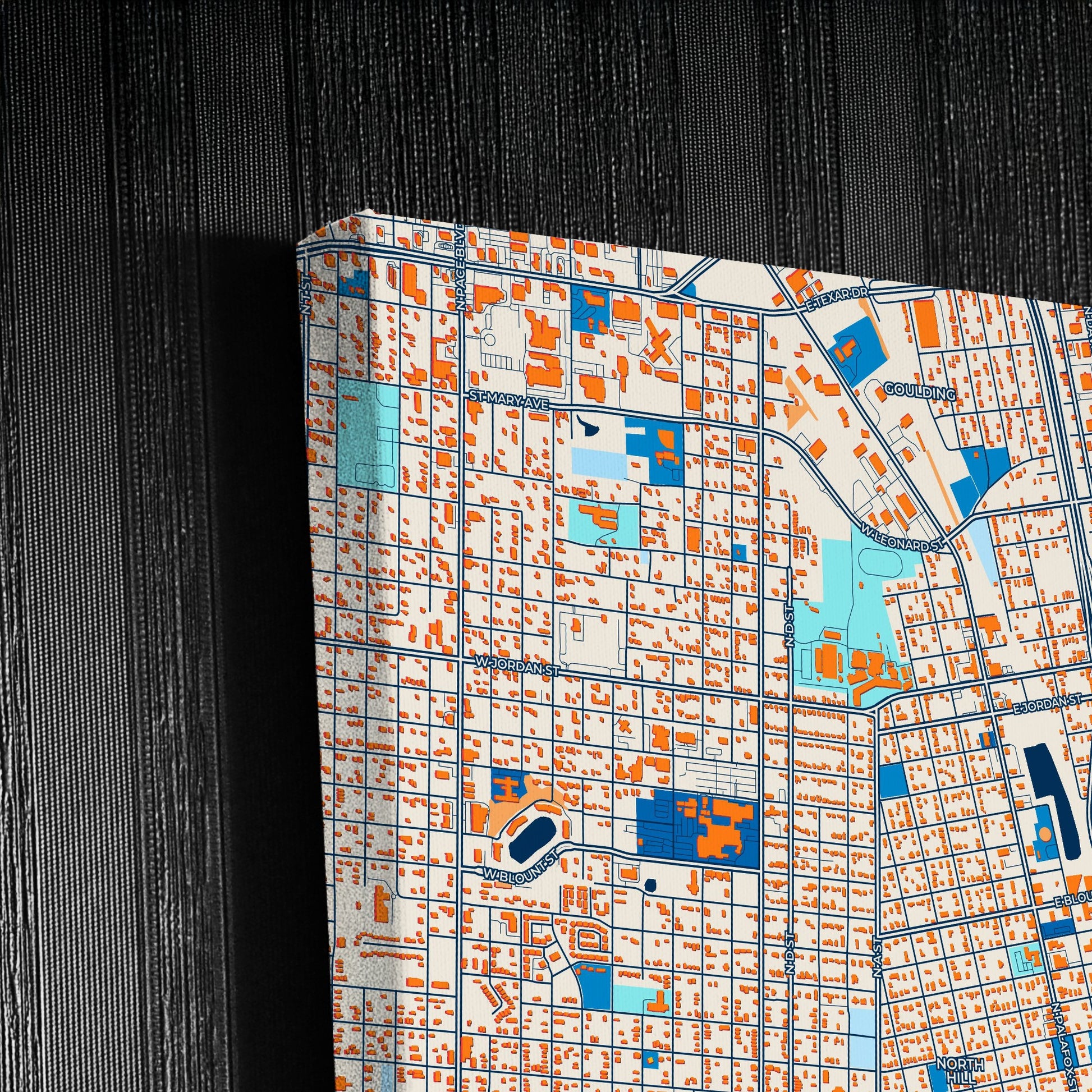 Pensacola Florida Colorful City Map Canvas Print Detail