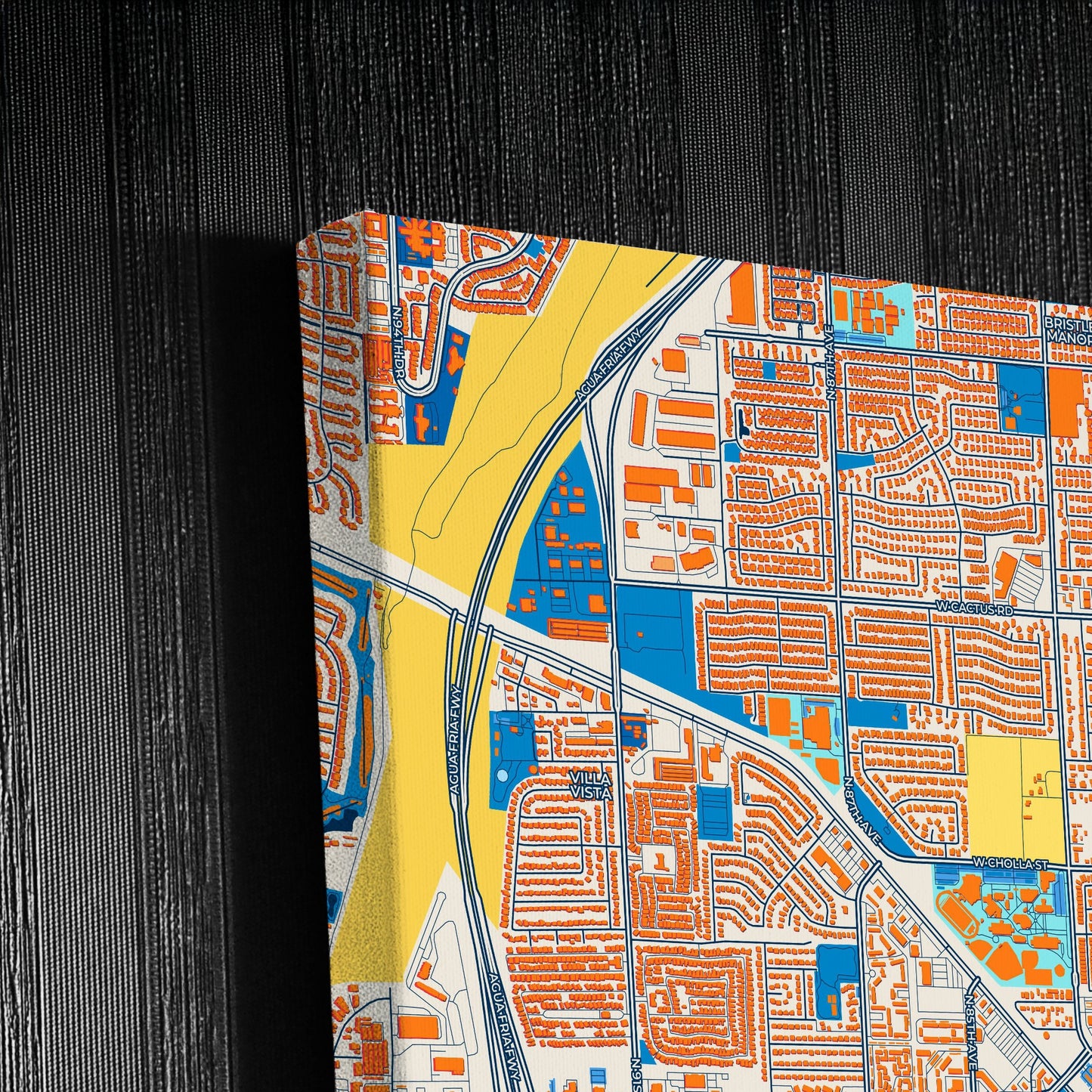 Peoria Arizona Colorful City Map Canvas Print Detail