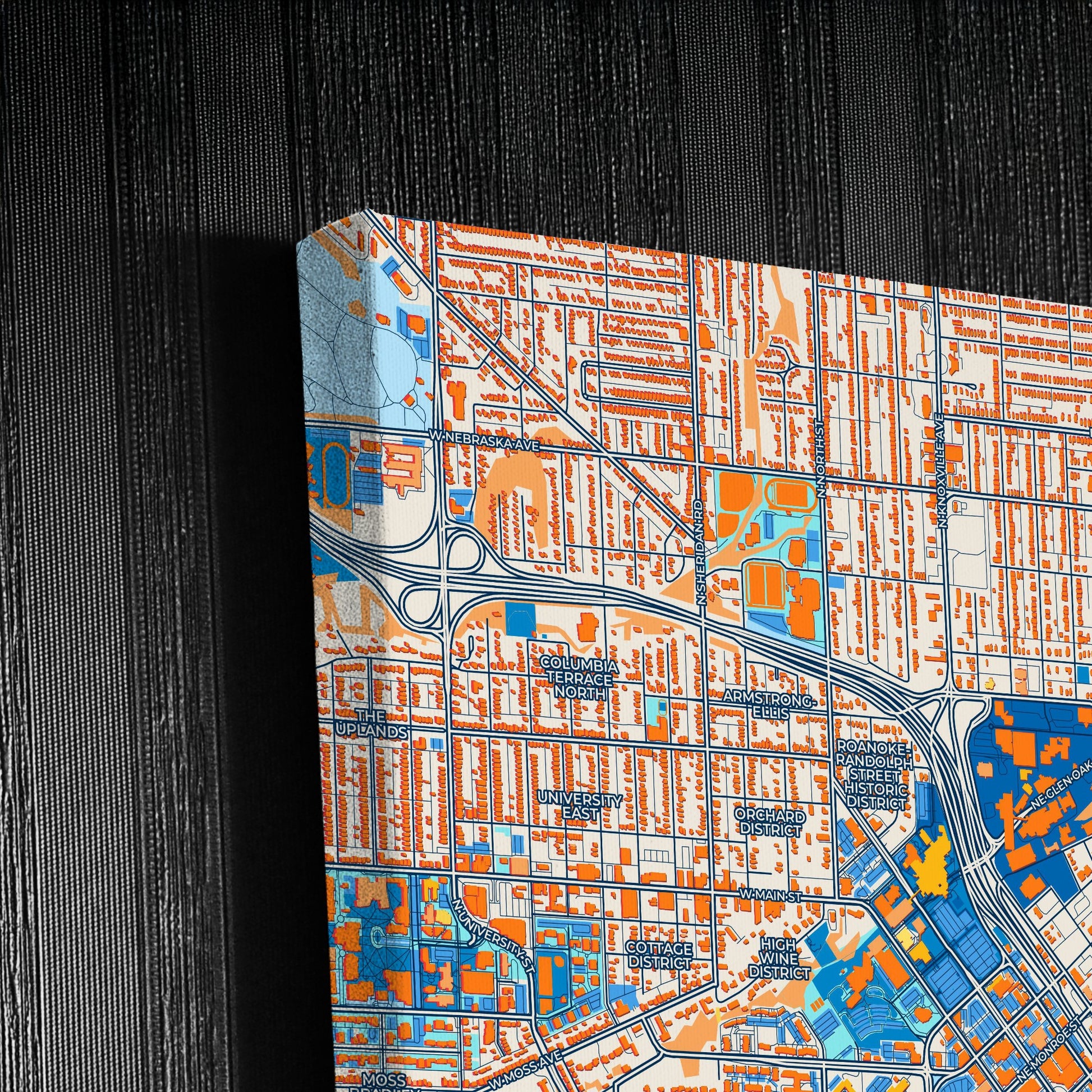 Peoria Illinois Colorful City Map Canvas Print Detail