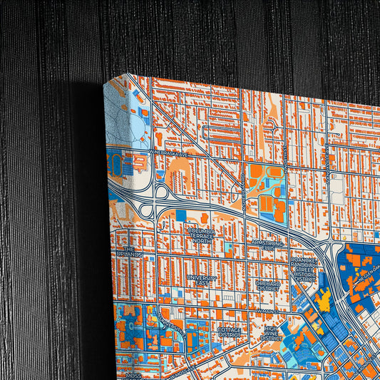 Peoria Illinois Colorful City Map Canvas Print Detail