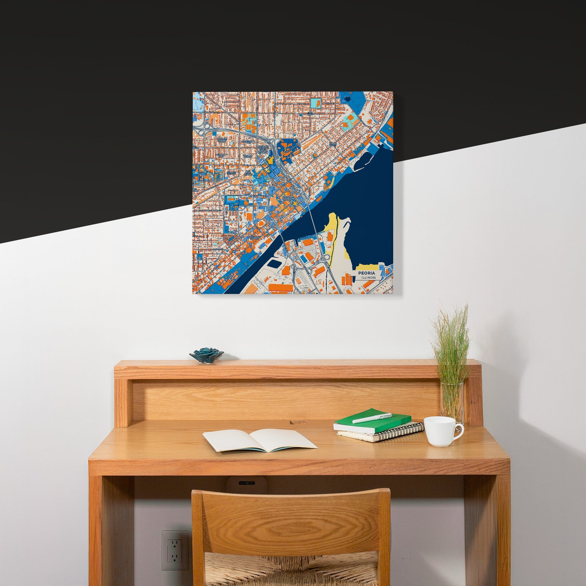 Peoria Illinois Colorful City Map Canvas Print Scene