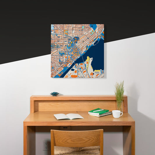 Peoria Illinois Colorful City Map Canvas Print Scene