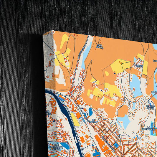 Périgueux France Colorful City Map Canvas Print Detail