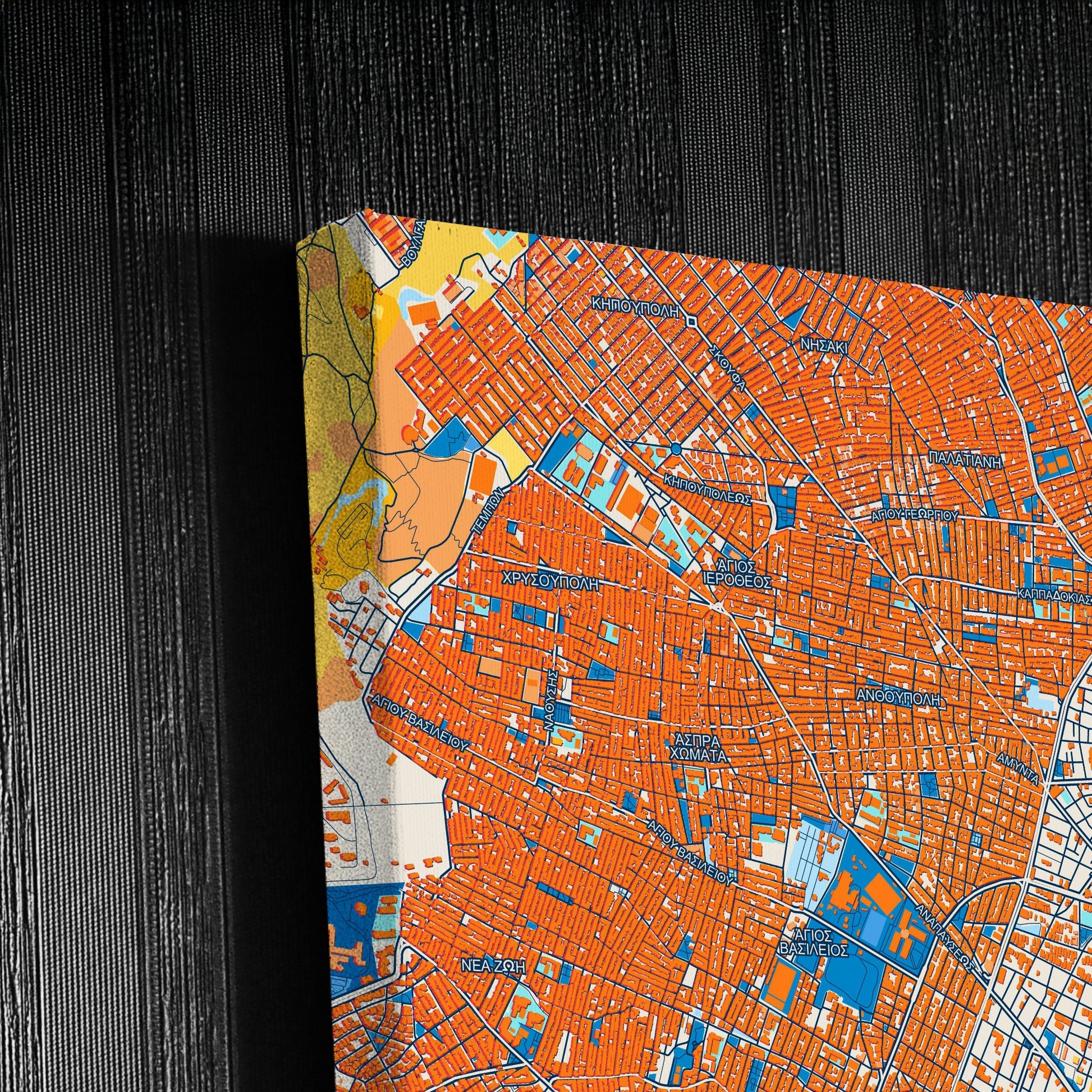 Περιστερι Greece Colorful City Map Canvas Print Detail