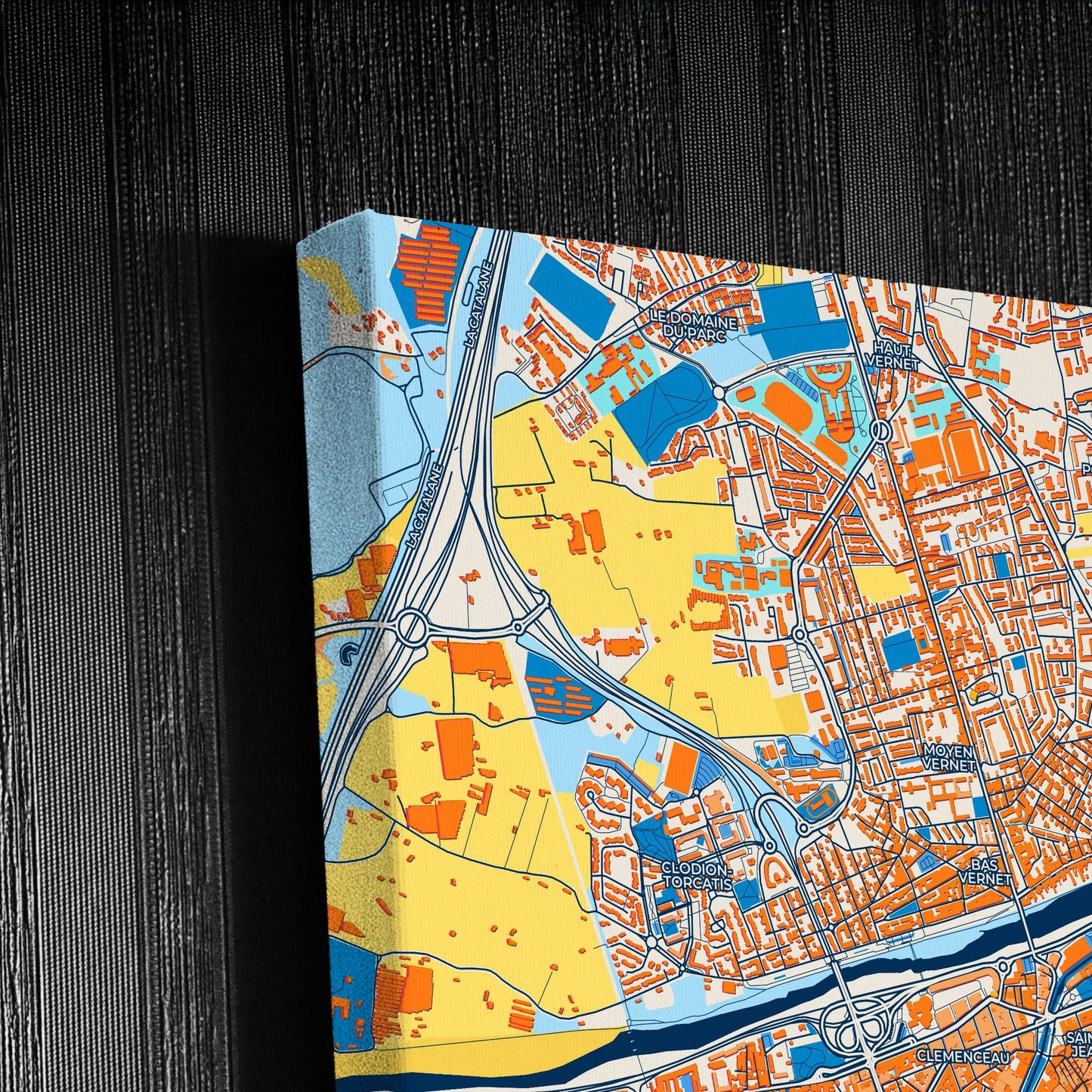 Perpignan France Colorful City Map Canvas Print Detail