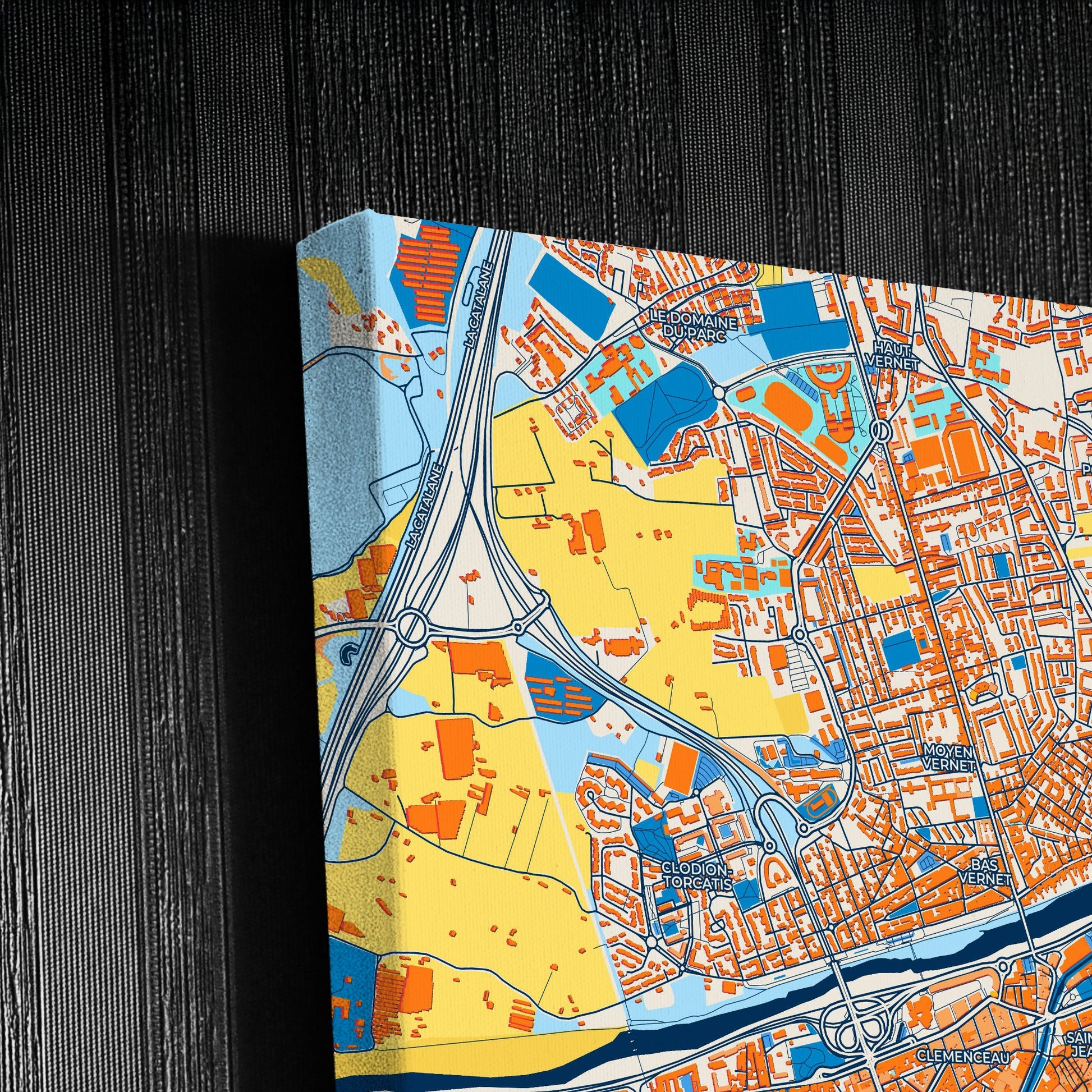 Perpignan France Colorful City Map Canvas Print Detail