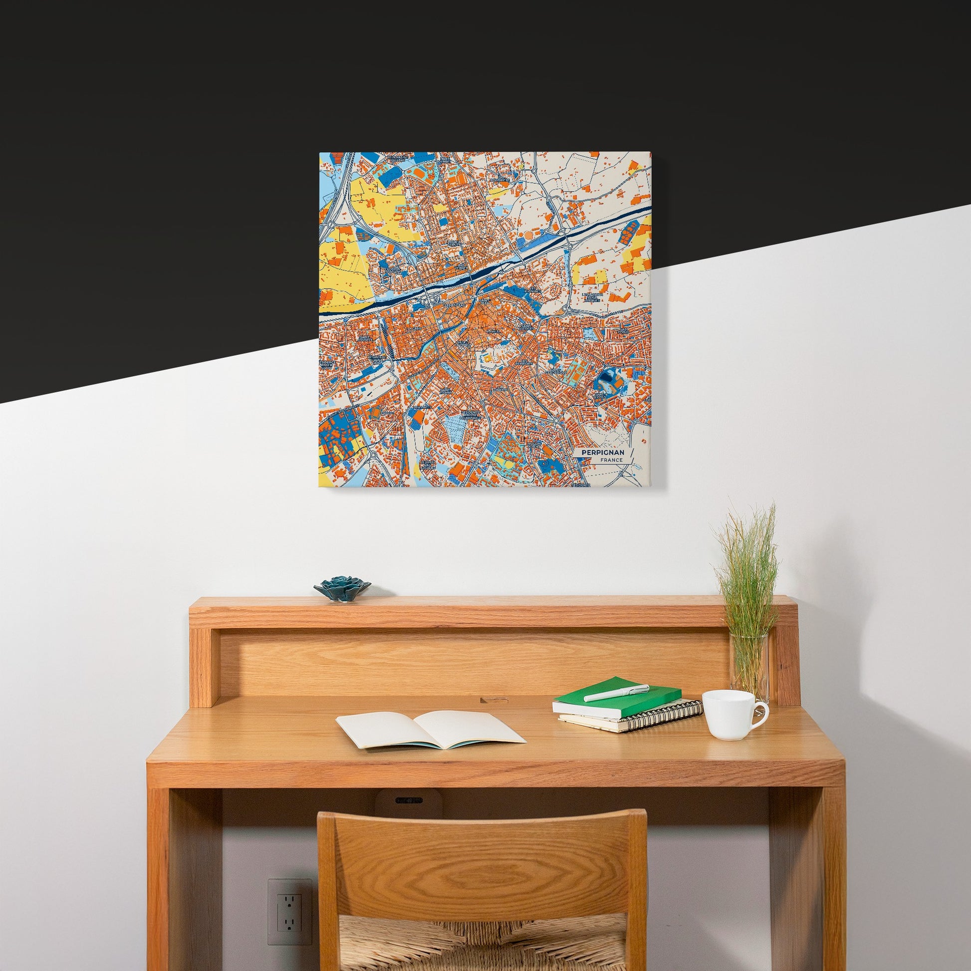 Perpignan France Colorful City Map Canvas Print Scene