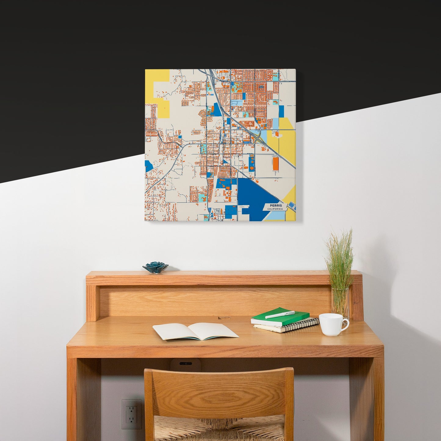 Perris California Colorful City Map Canvas Print Scene