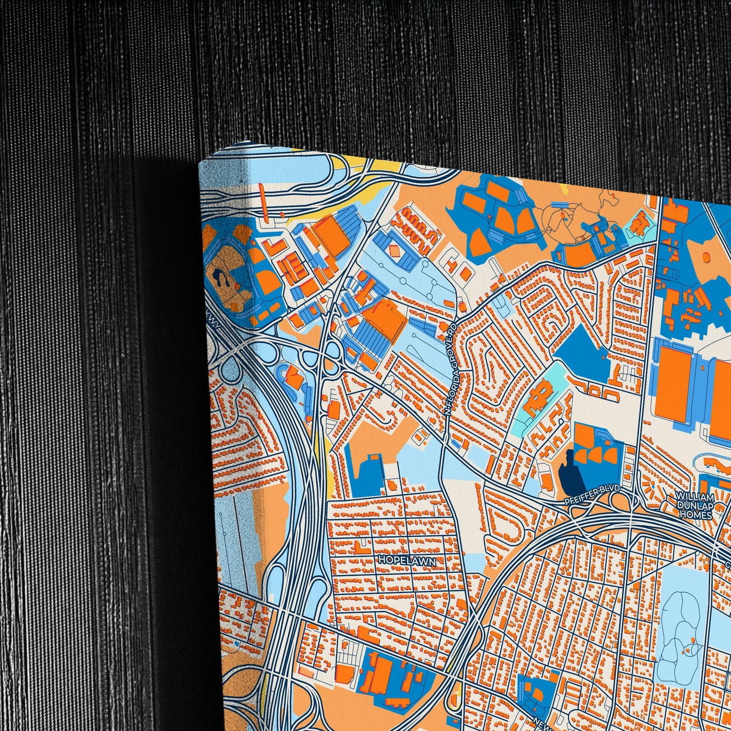 Perth Amboy New Jersey Colorful City Map Canvas Print Detail