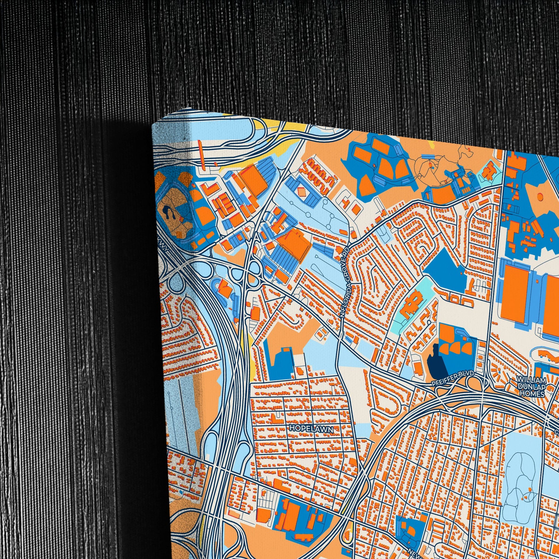Perth Amboy New Jersey Colorful City Map Canvas Print Detail