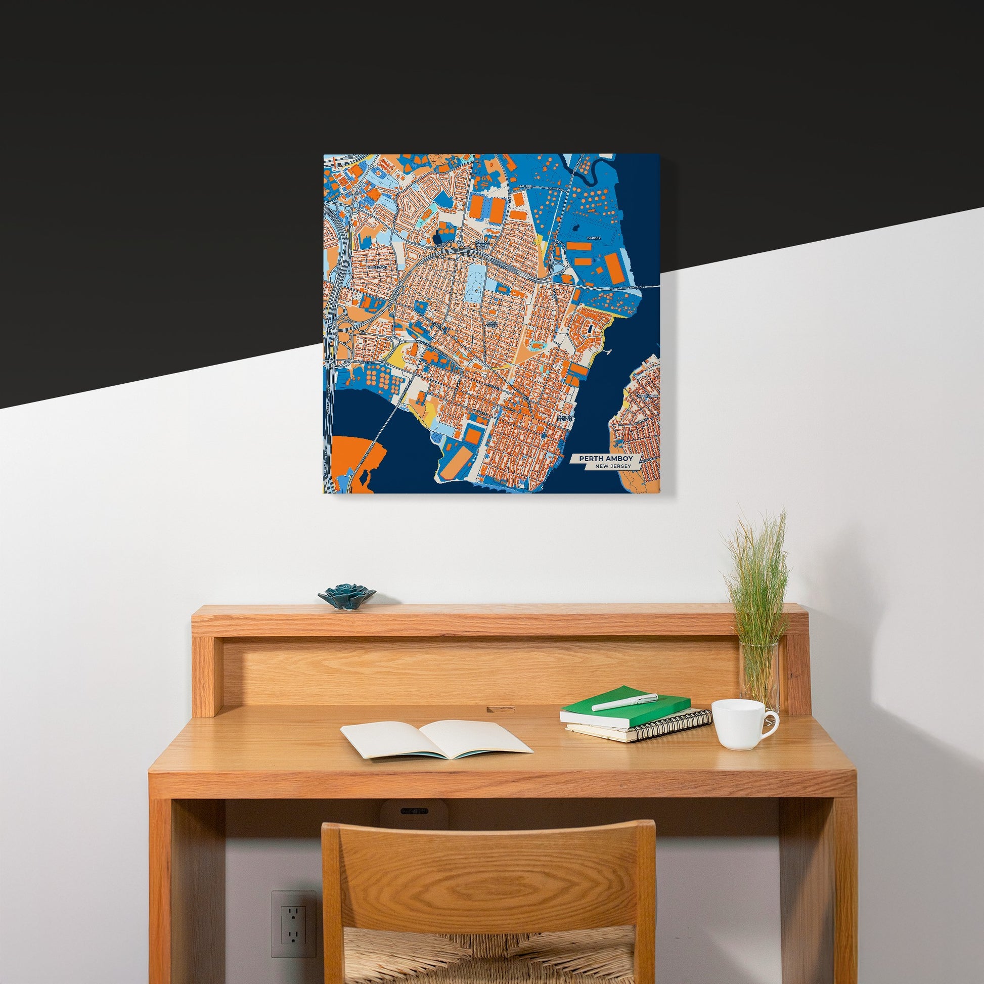 Perth Amboy New Jersey Colorful City Map Canvas Print Scene