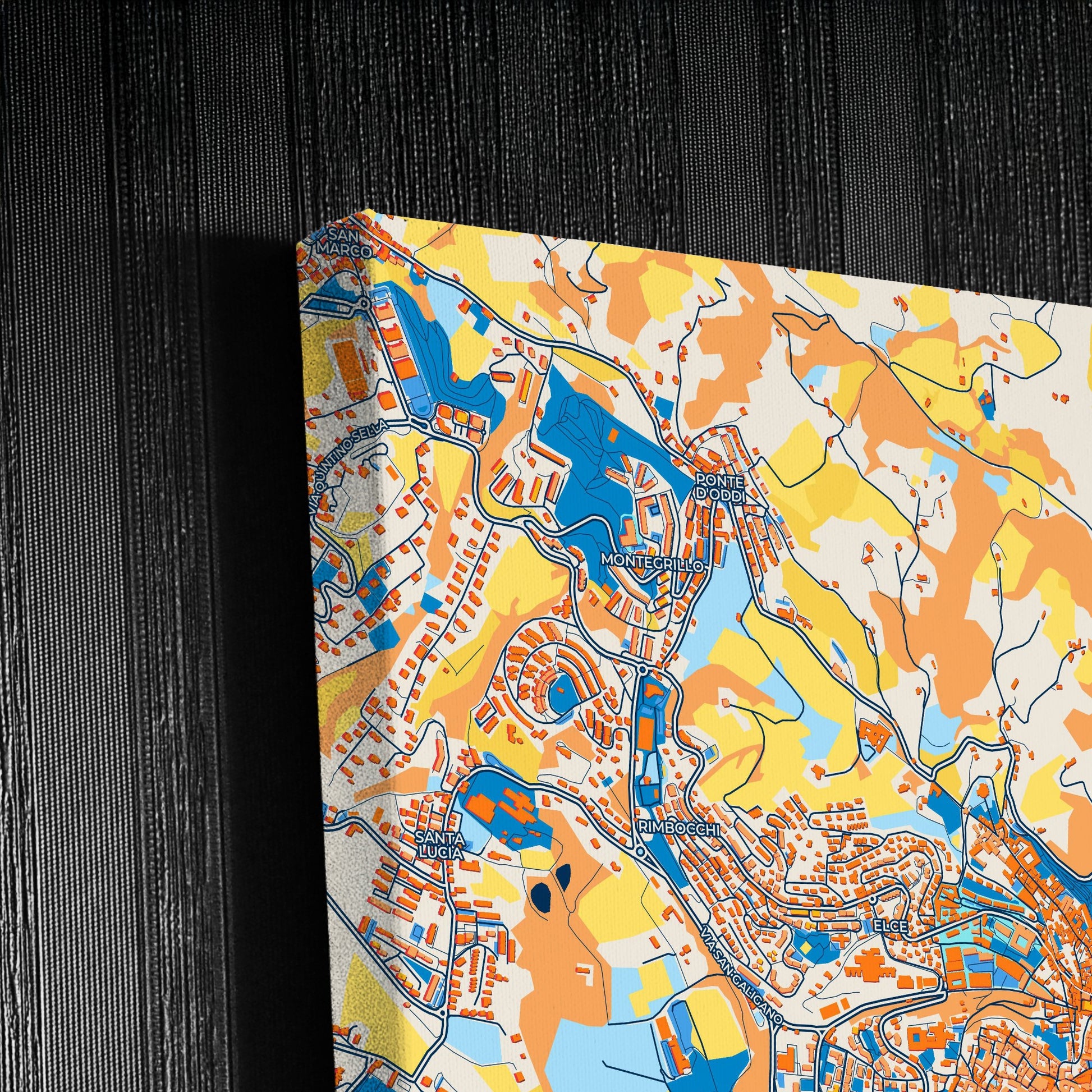 Perugia Italy Colorful City Map Canvas Print Detail