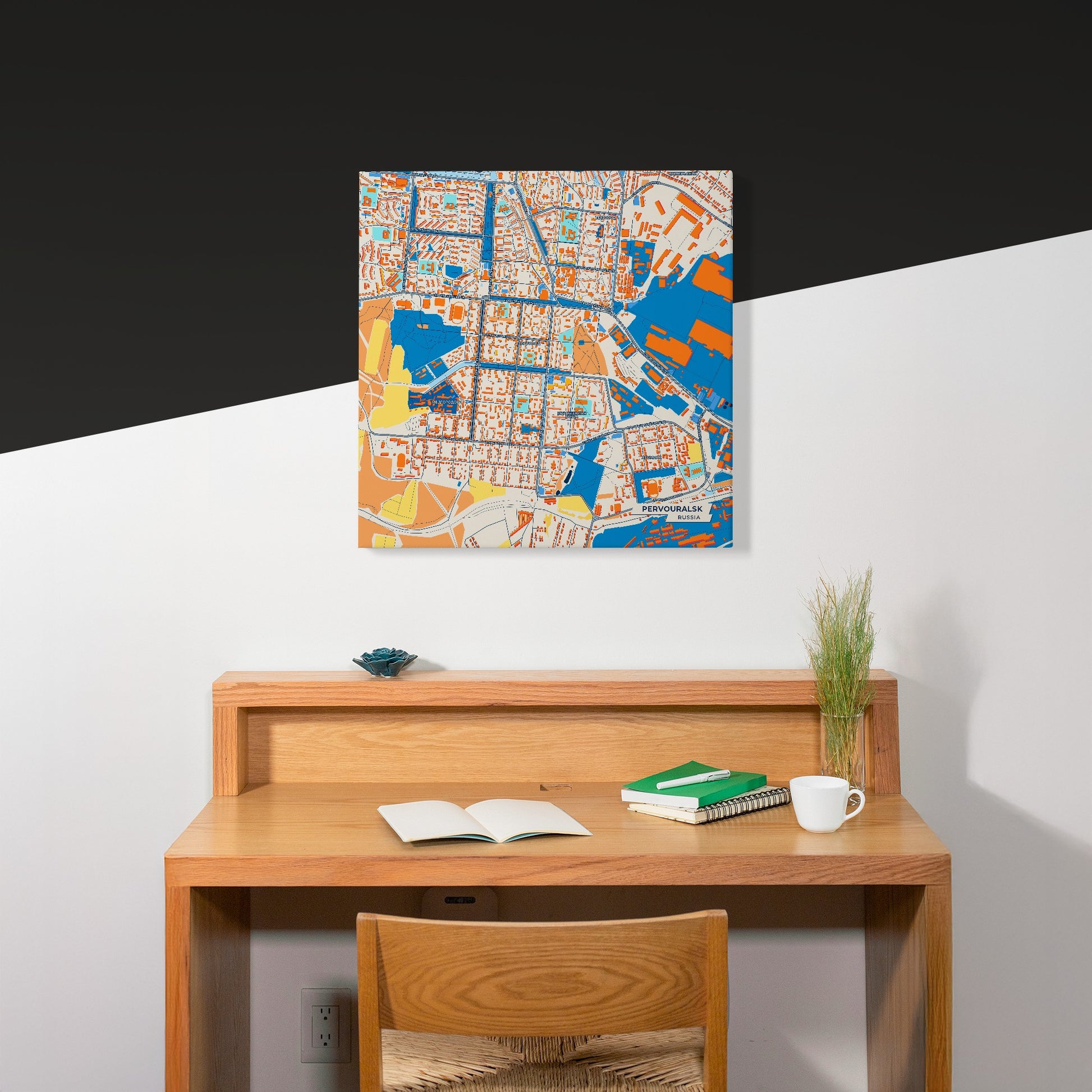 Первоуральск Russia Colorful City Map Canvas Print Scene