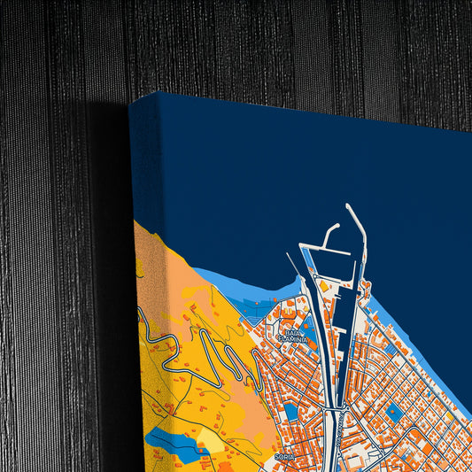 Pesaro Italy Colorful City Map Canvas Print Detail