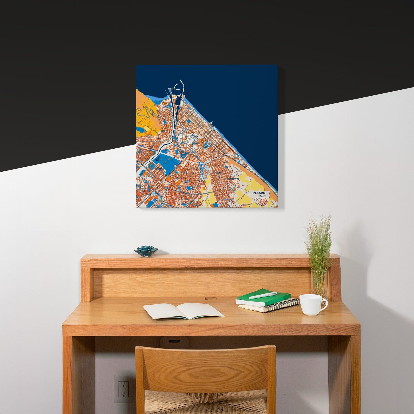 Pesaro Italy Colorful City Map Canvas Print Scene