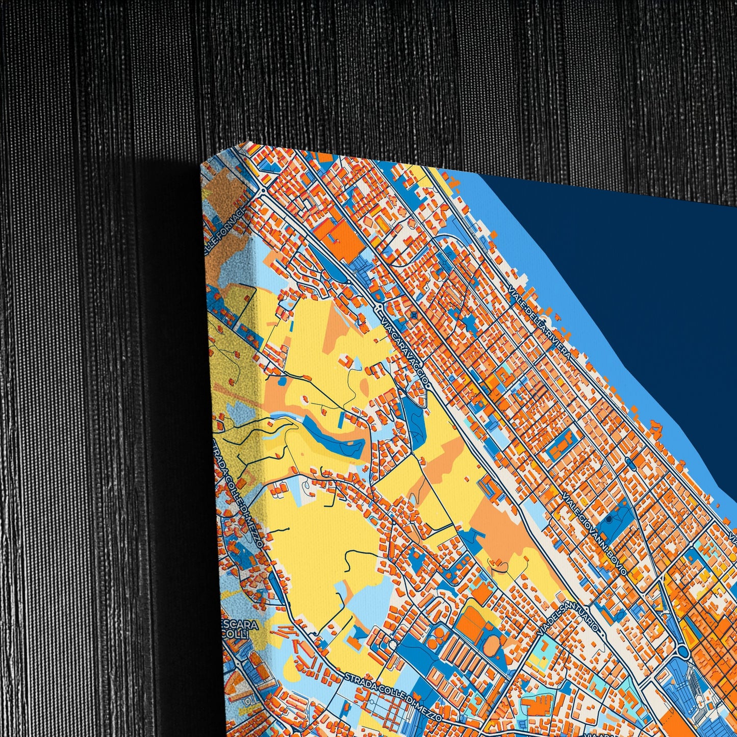 Pescara Italy Colorful City Map Canvas Print Detail