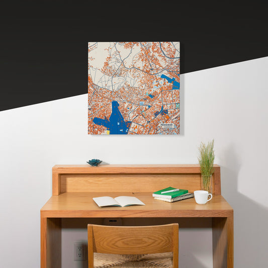 Peshawar Pakistan Colorful City Map Canvas Print Scene