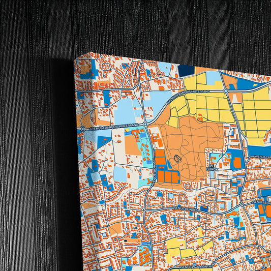 Pessac France Colorful City Map Canvas Print Detail