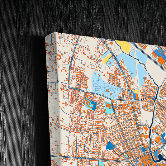Petaluma California Colorful City Map Canvas Print Detail