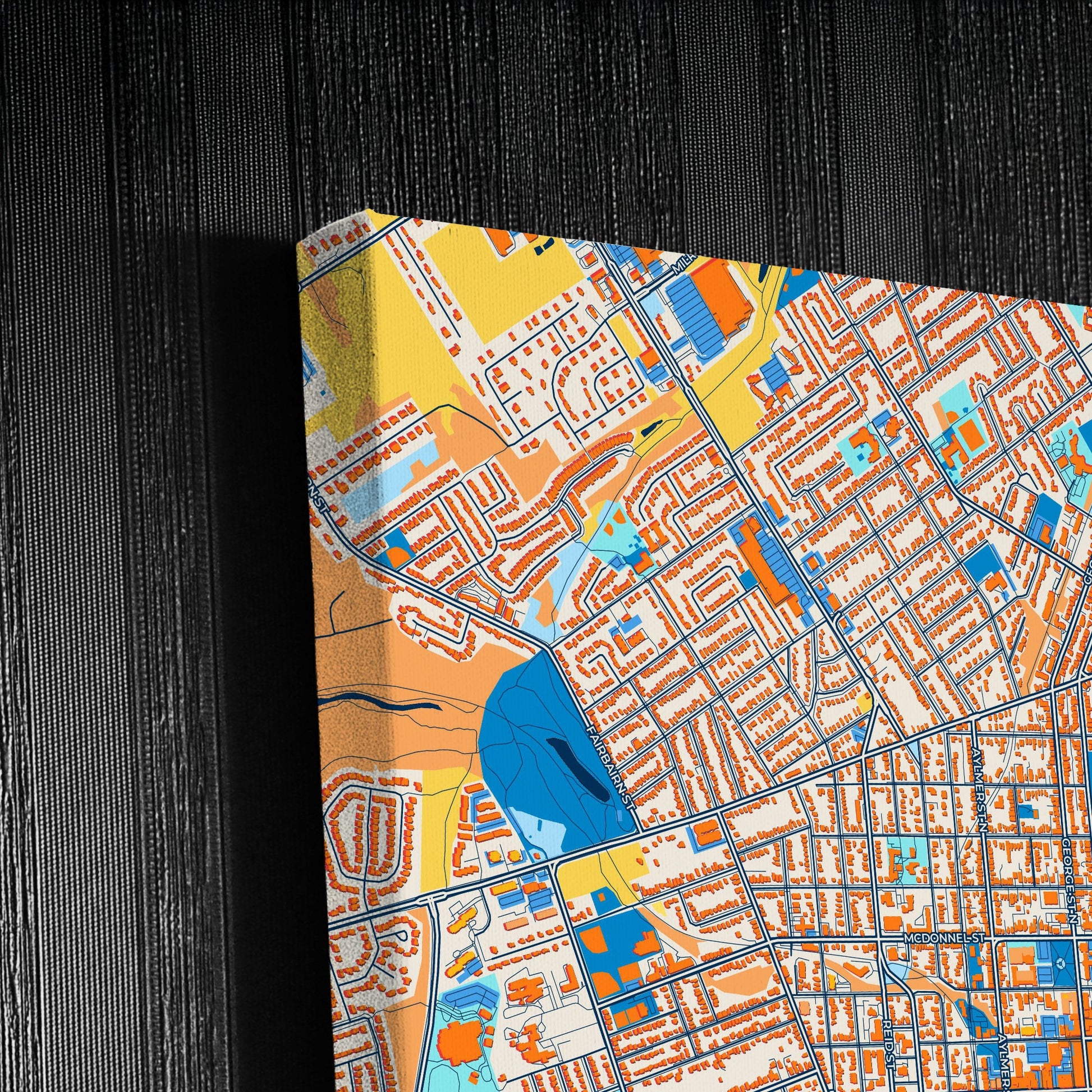 Peterborough Canada Colorful City Map Canvas Print Detail