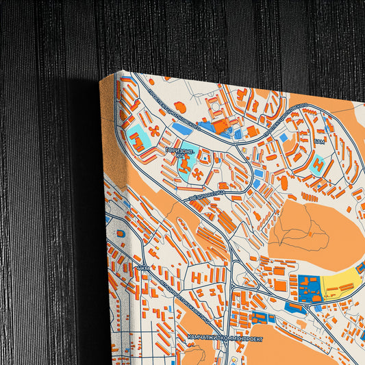 Петропавловск-Камчатский Russia Colorful City Map Canvas Print Detail