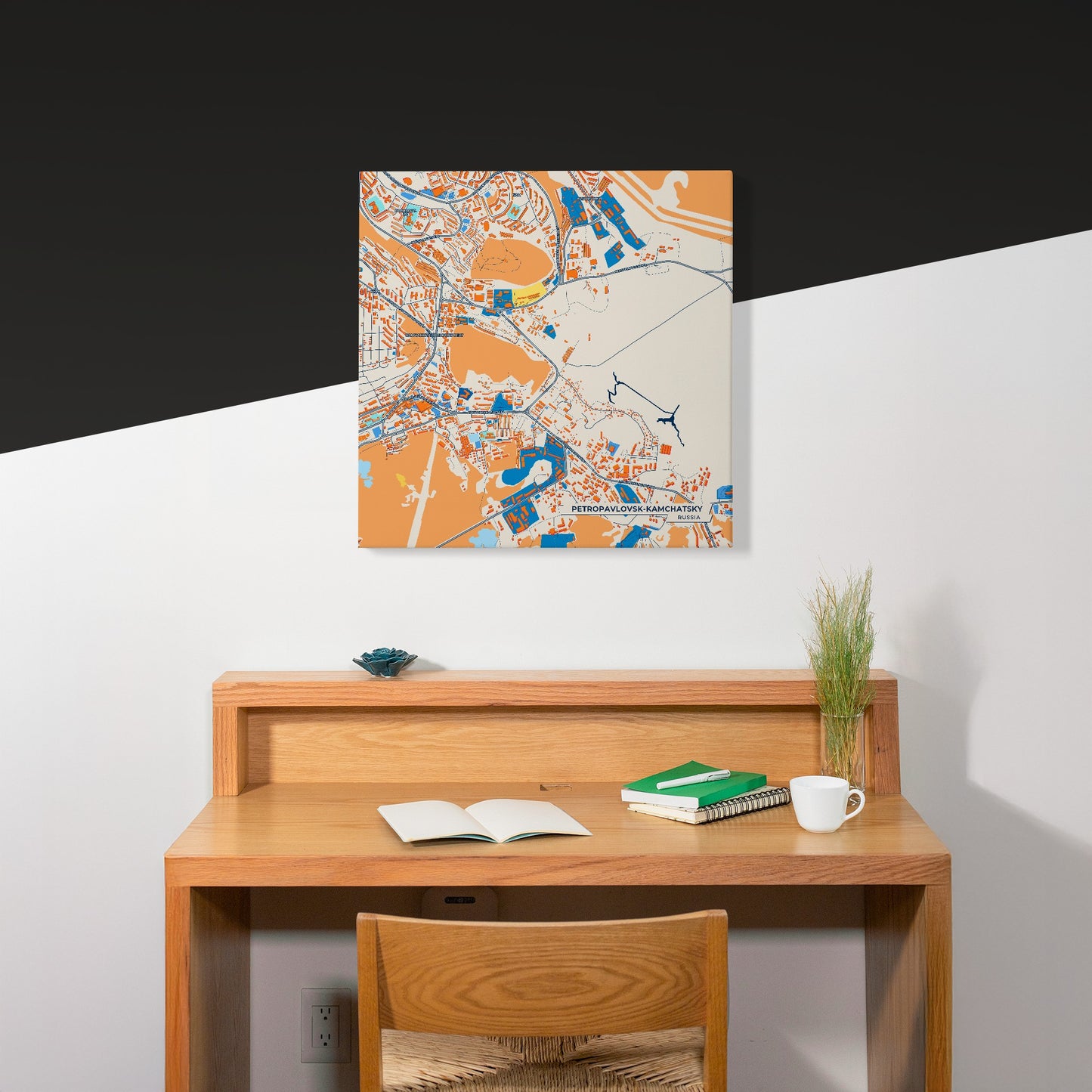 Петропавловск-Камчатский Russia Colorful City Map Canvas Print Scene