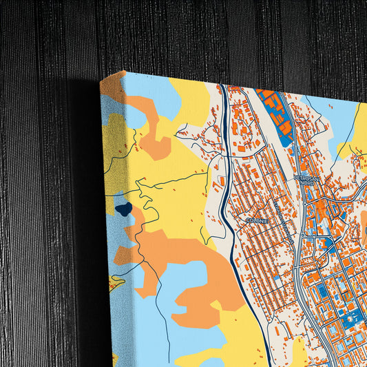Petroșani Romania Colorful City Map Canvas Print Detail