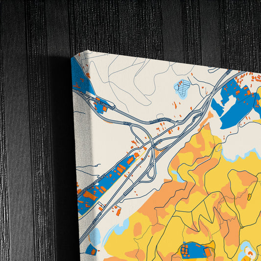 Petroupoli Greece Colorful City Map Canvas Print Detail