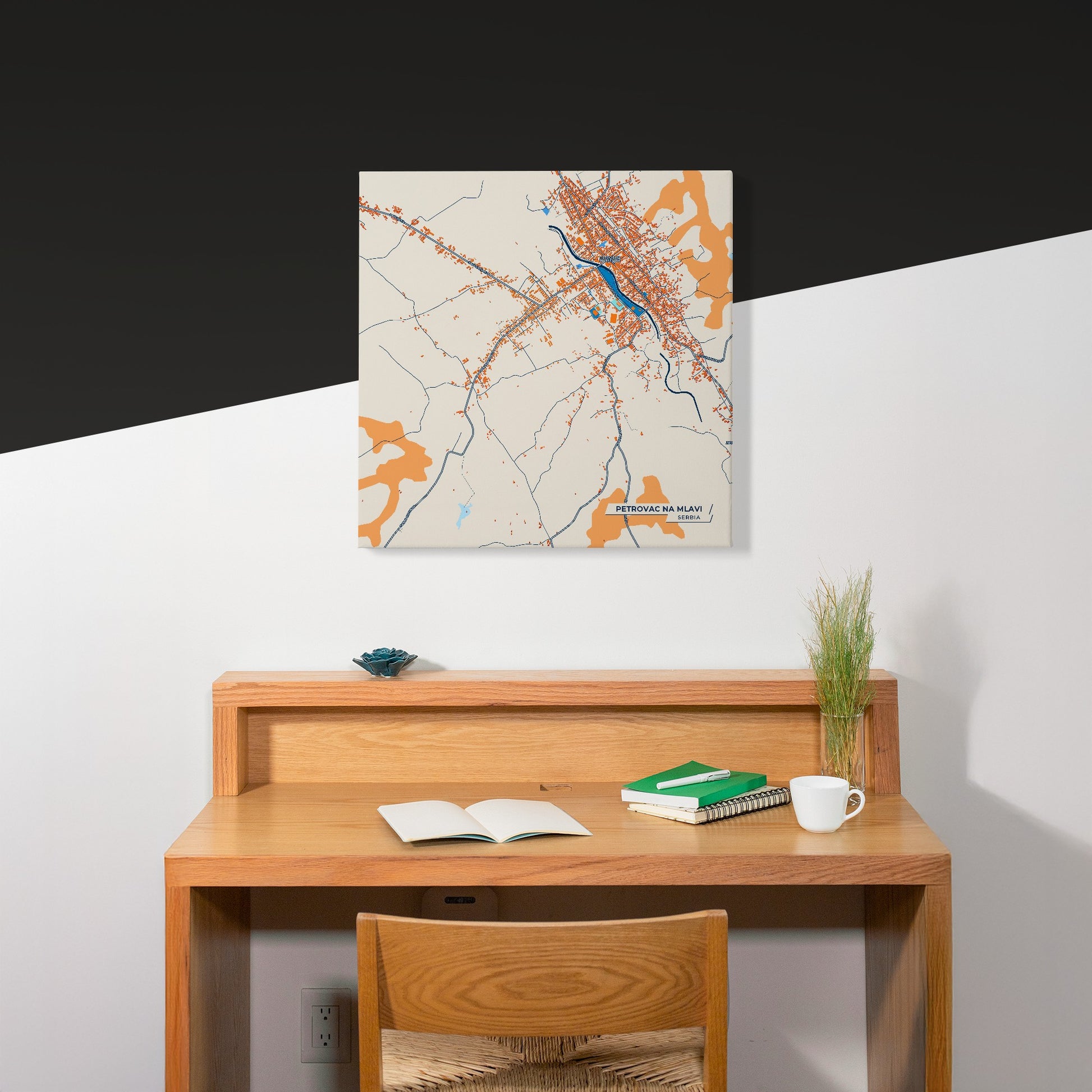 Петровац На Млави Serbia Colorful City Map Canvas Print Scene