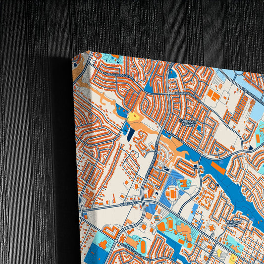 Pflugerville Texas Colorful City Map Canvas Print Detail