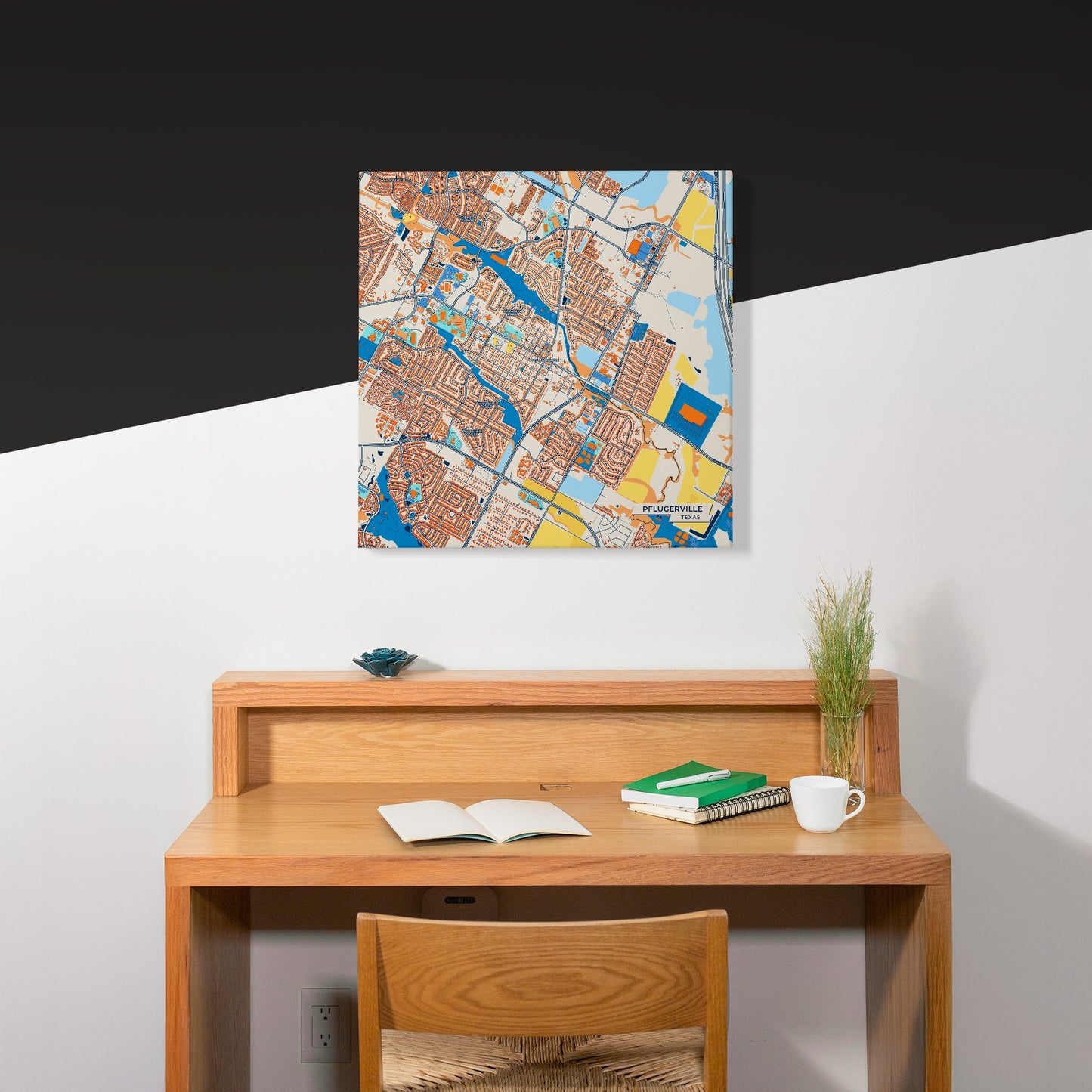 Pflugerville Texas Colorful City Map Canvas Print Scene