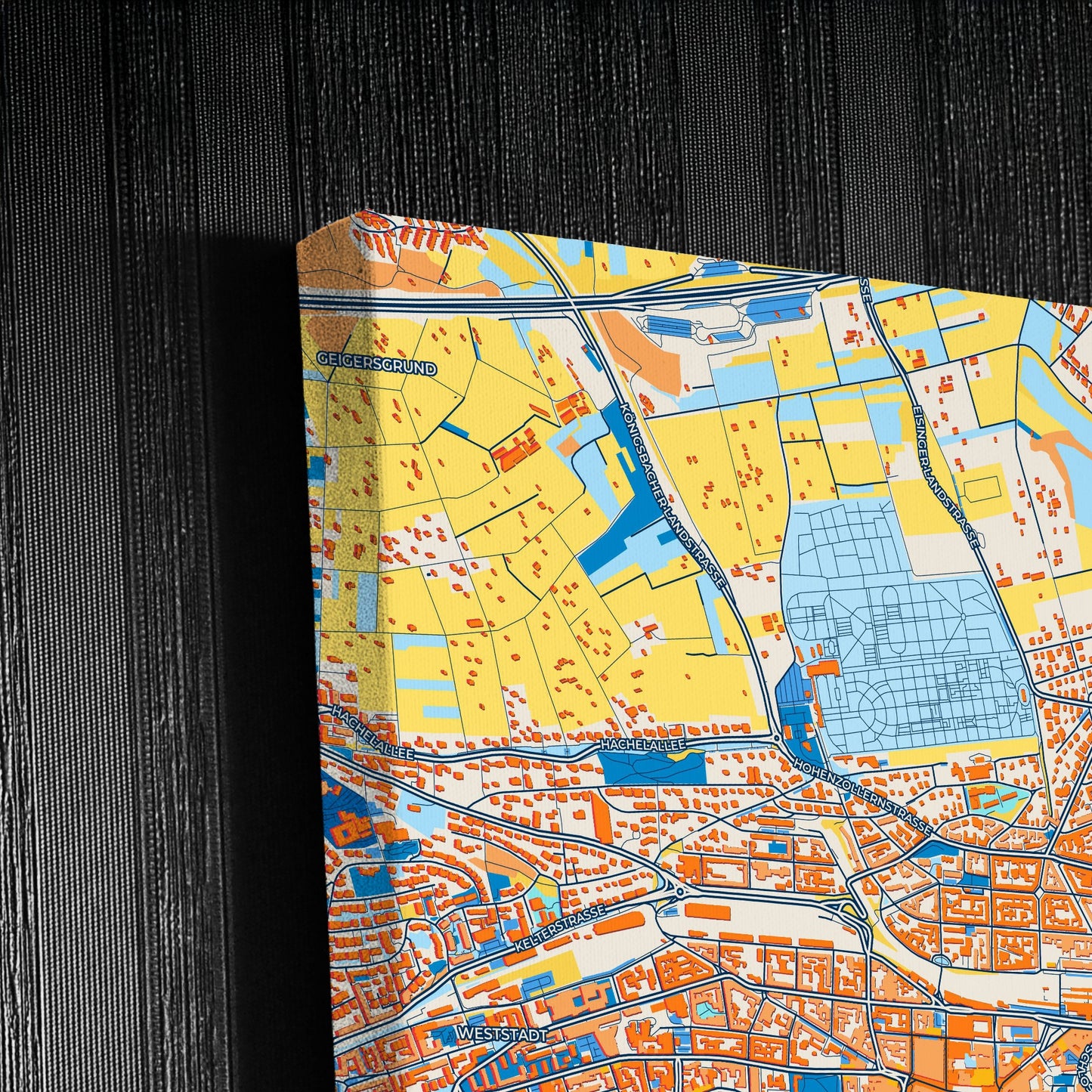 Pforzheim Germany Colorful City Map Canvas Print Detail