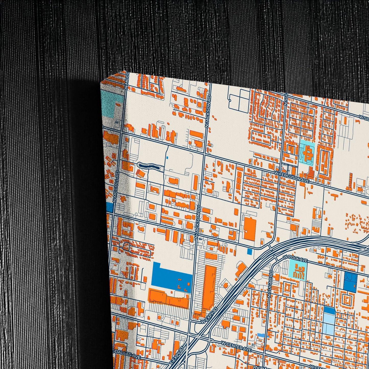 Pharr Texas Colorful City Map Canvas Print Detail