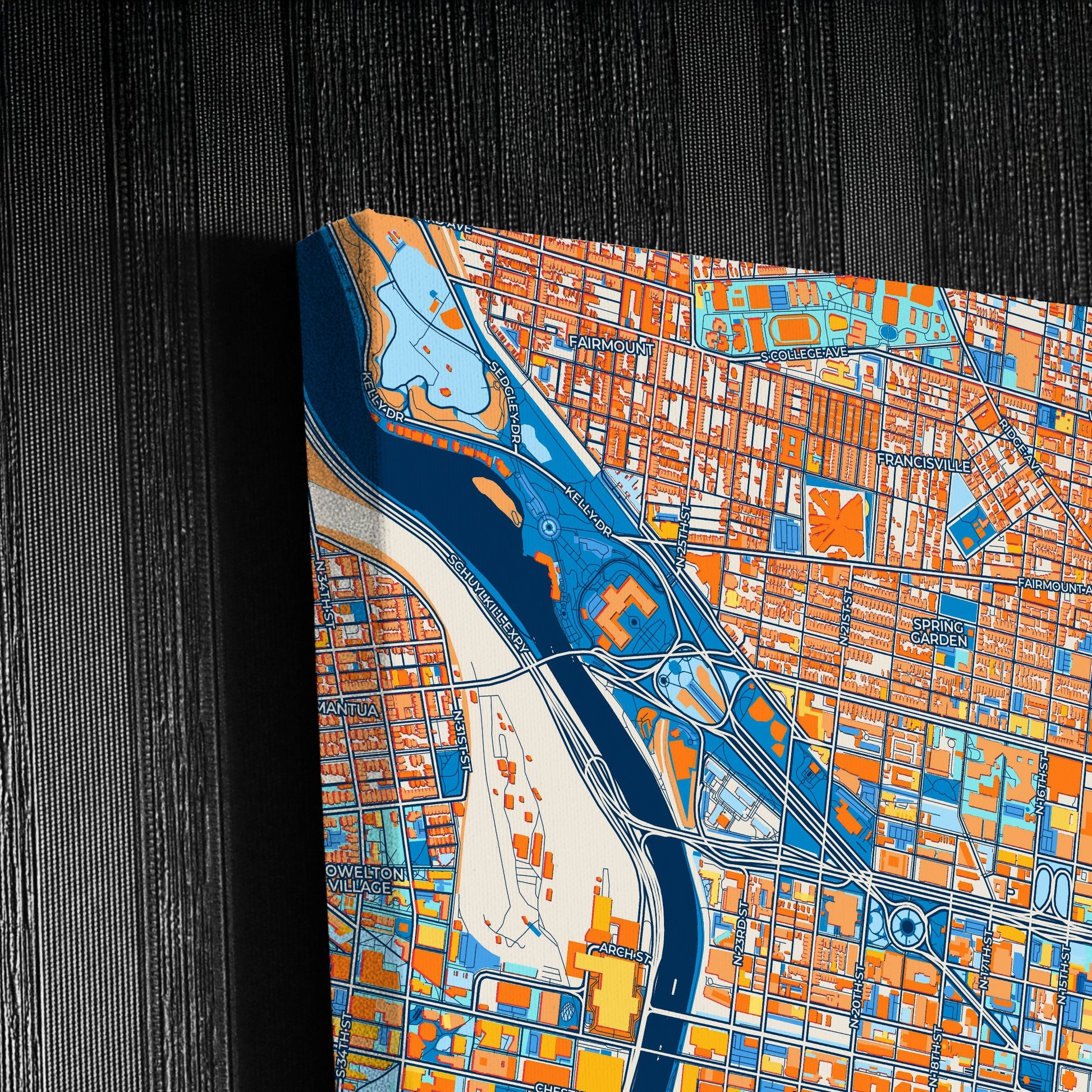 Philadelphia Pennsylvania Colorful City Map Canvas Print Detail