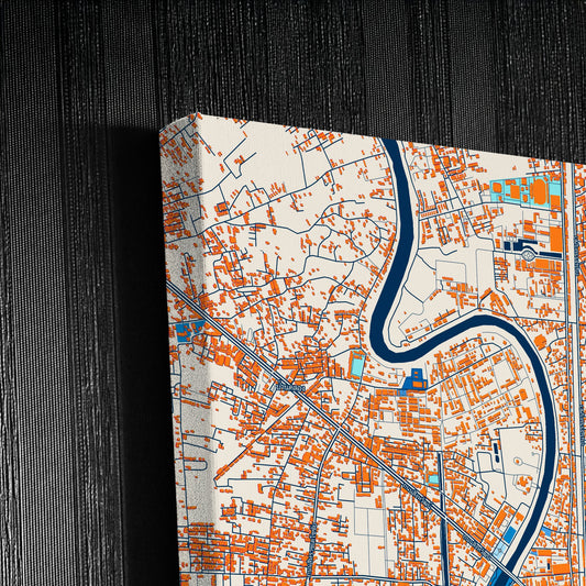 Phitsanulok Thailand Colorful City Map Canvas Print Detail