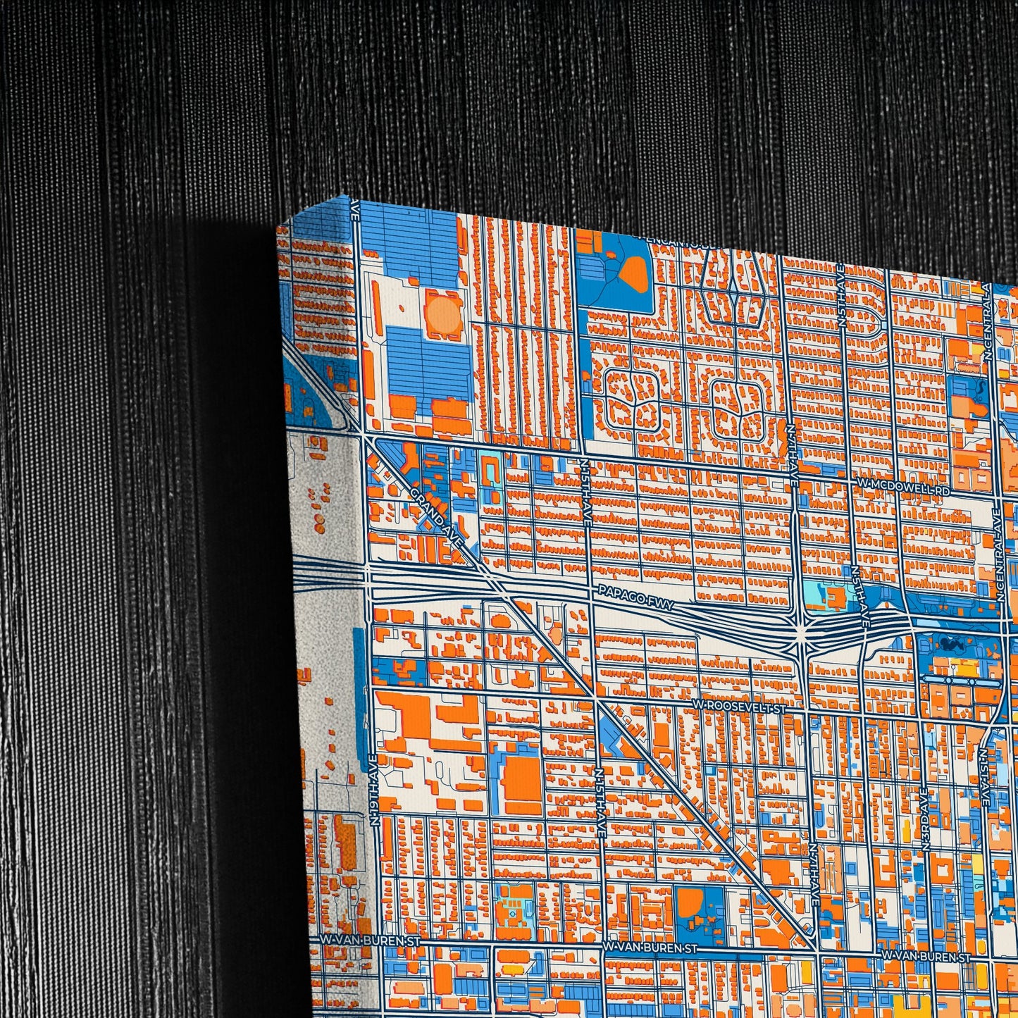 Phoenix Arizona Colorful City Map Canvas Print Detail