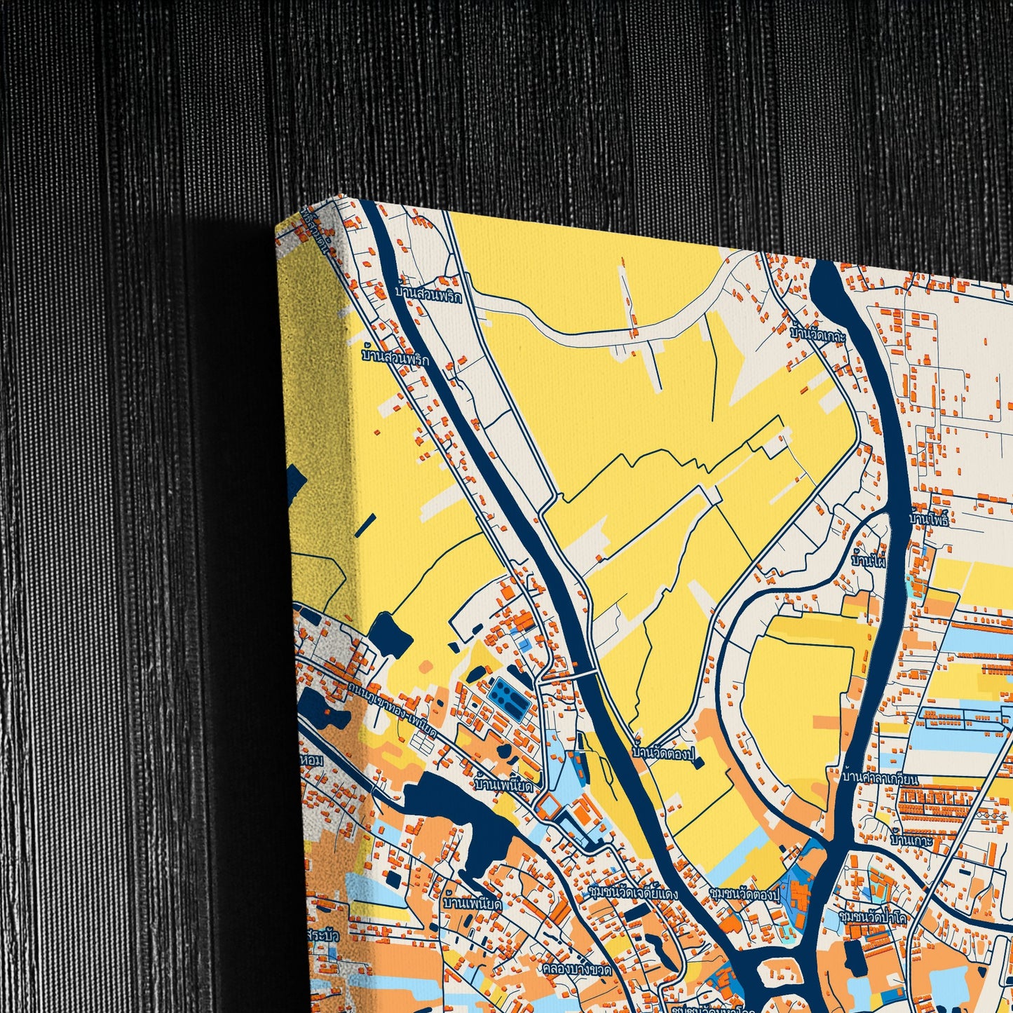 Phra Nakhon Si Ayutthaya Thailand Colorful City Map Canvas Print Detail
