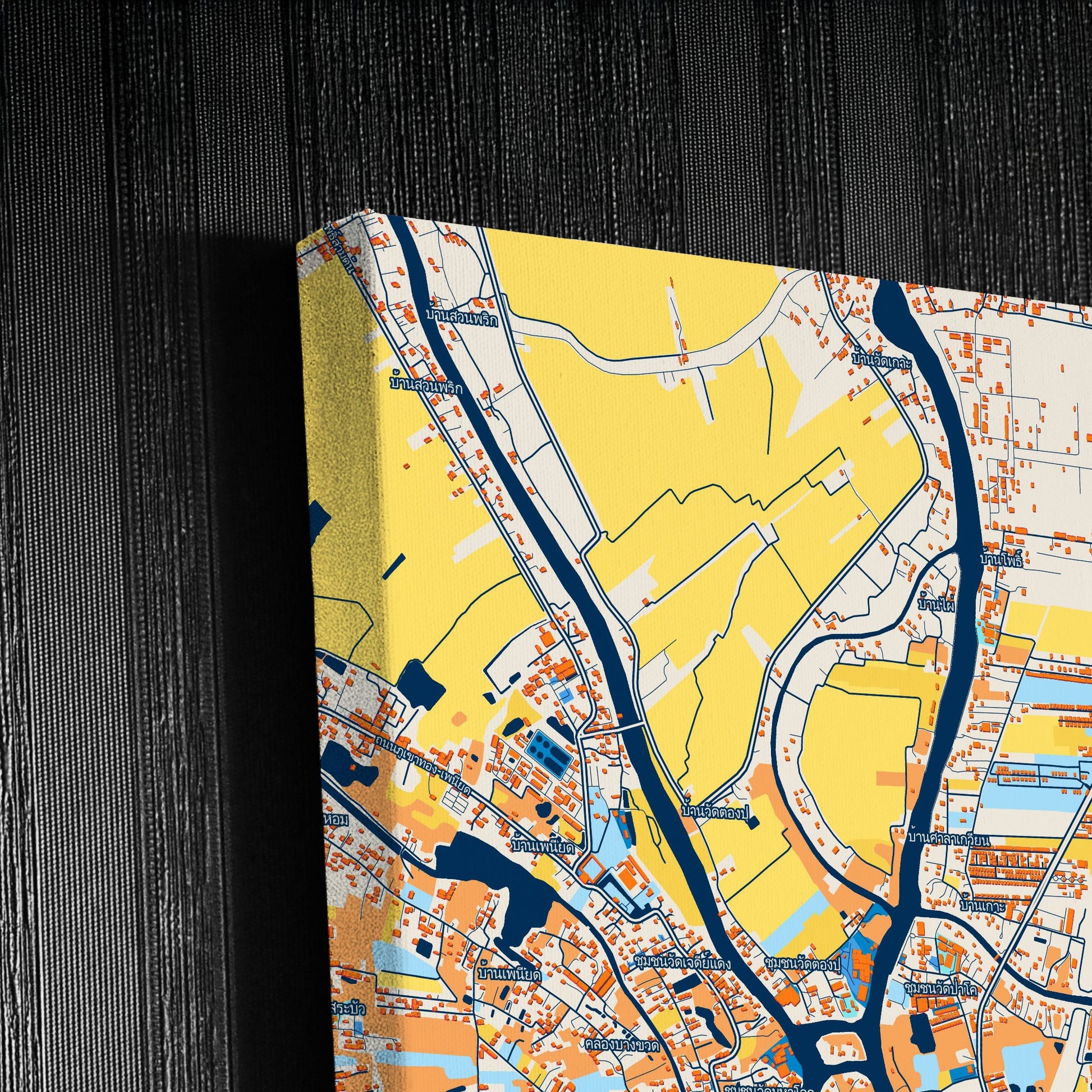Phra Nakhon Si Ayutthaya Thailand Colorful City Map Canvas Print Detail