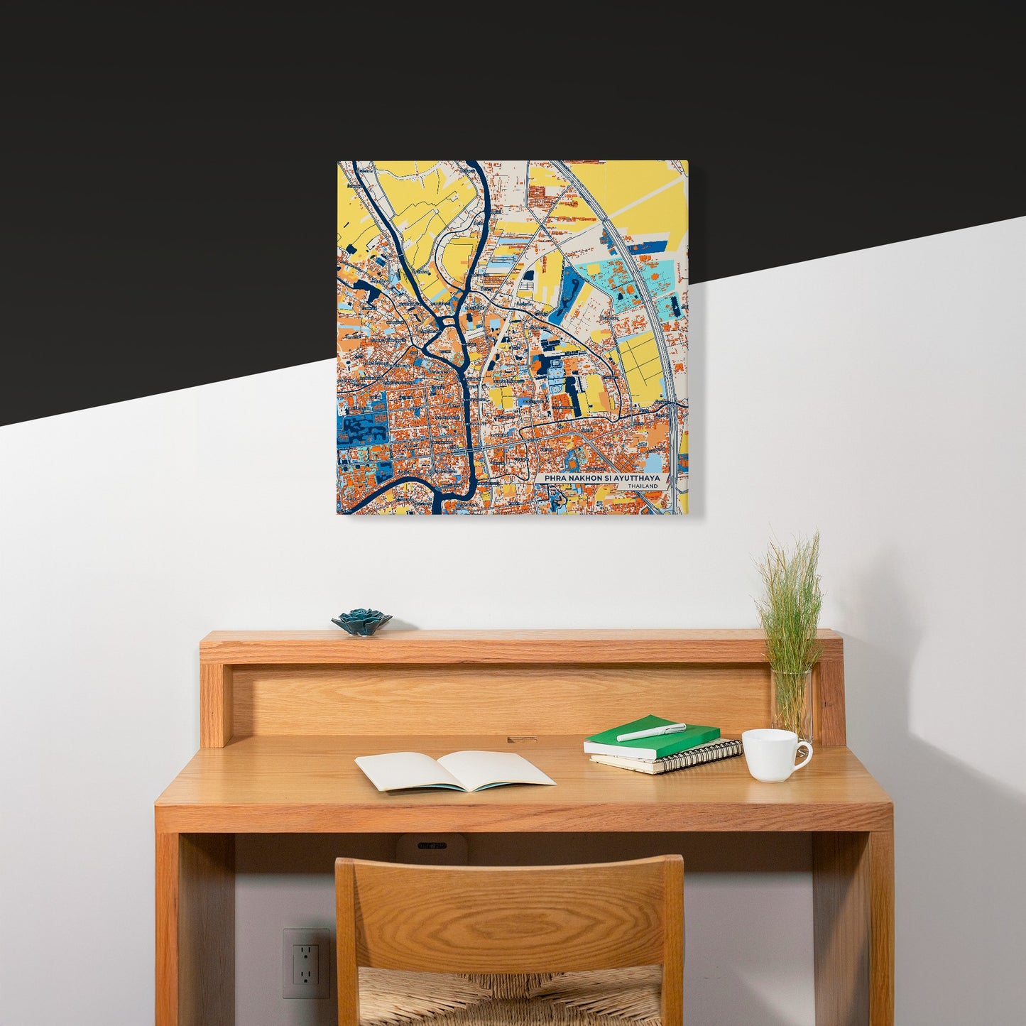 Phra Nakhon Si Ayutthaya Thailand Colorful City Map Canvas Print Scene