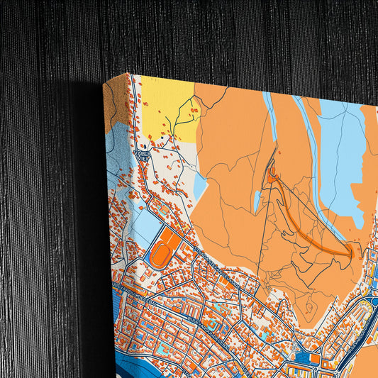 Piatra Neamț Romania Colorful City Map Canvas Print Detail