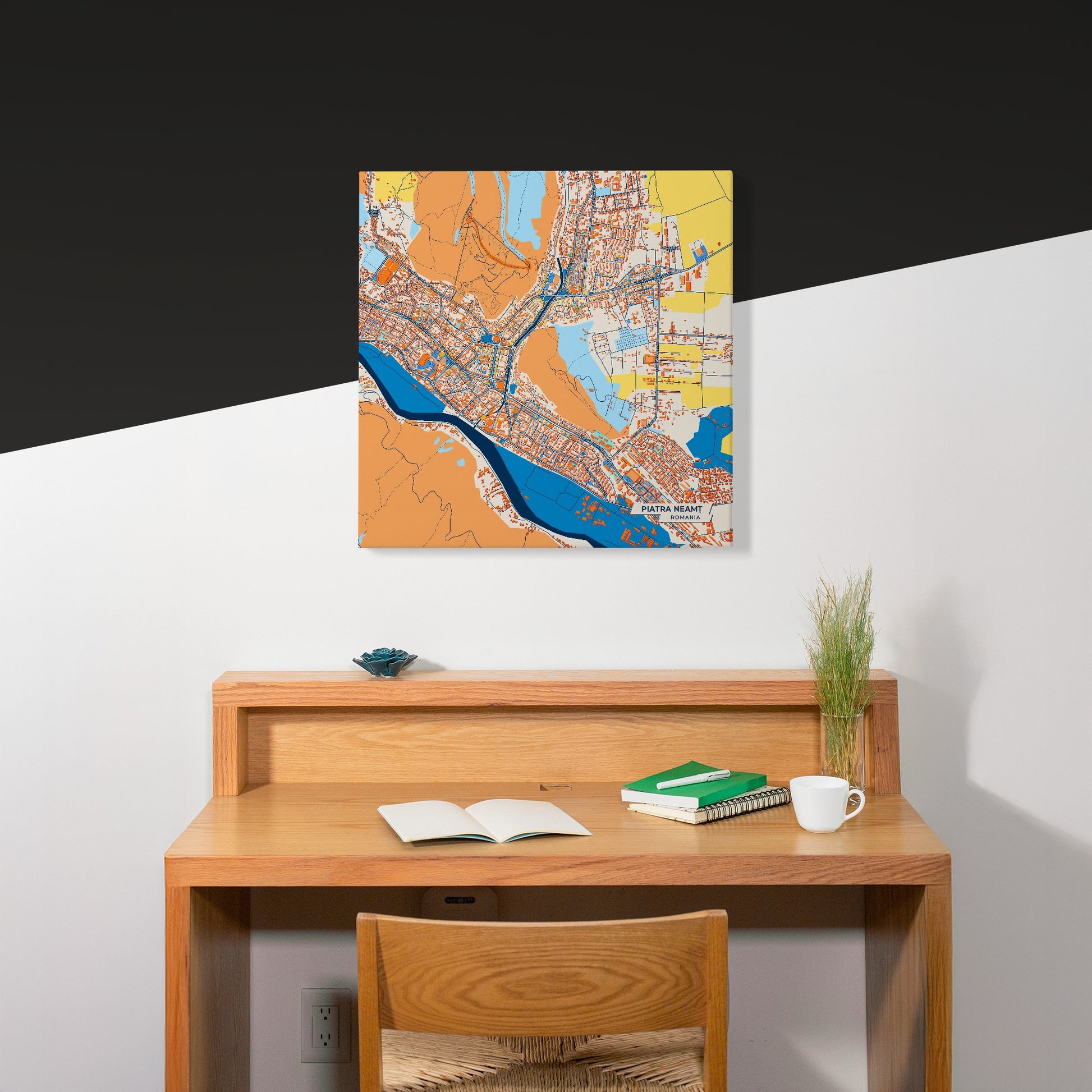 Piatra Neamț Romania Colorful City Map Canvas Print Scene