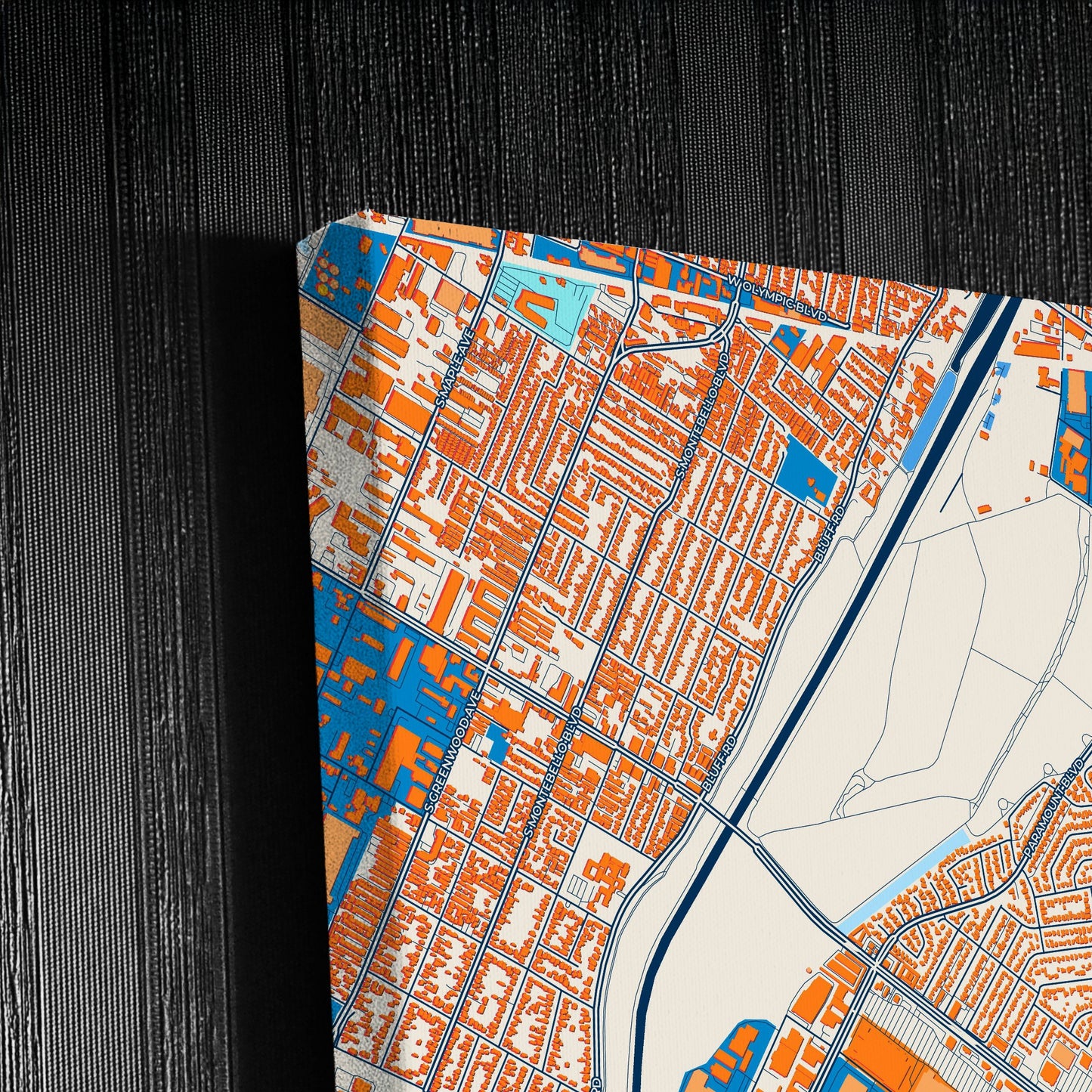 Pico Rivera California Colorful City Map Canvas Print Detail