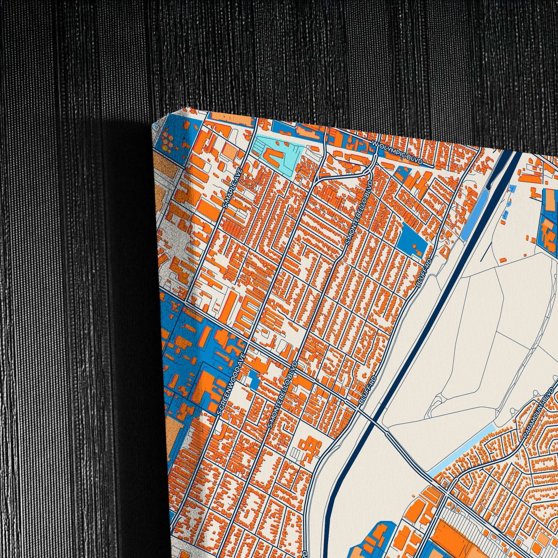 Pico Rivera California Colorful City Map Canvas Print Detail
