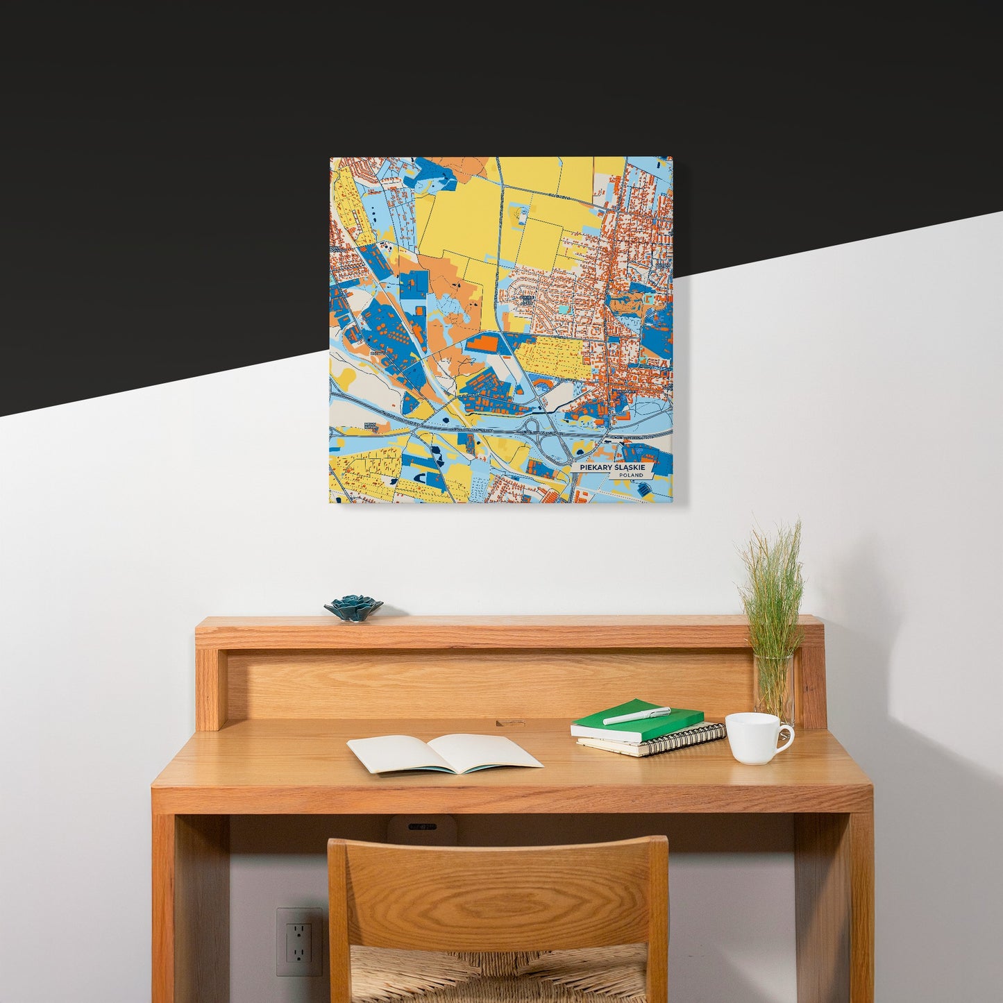 Piekary Śląskie Poland Colorful City Map Canvas Print Scene