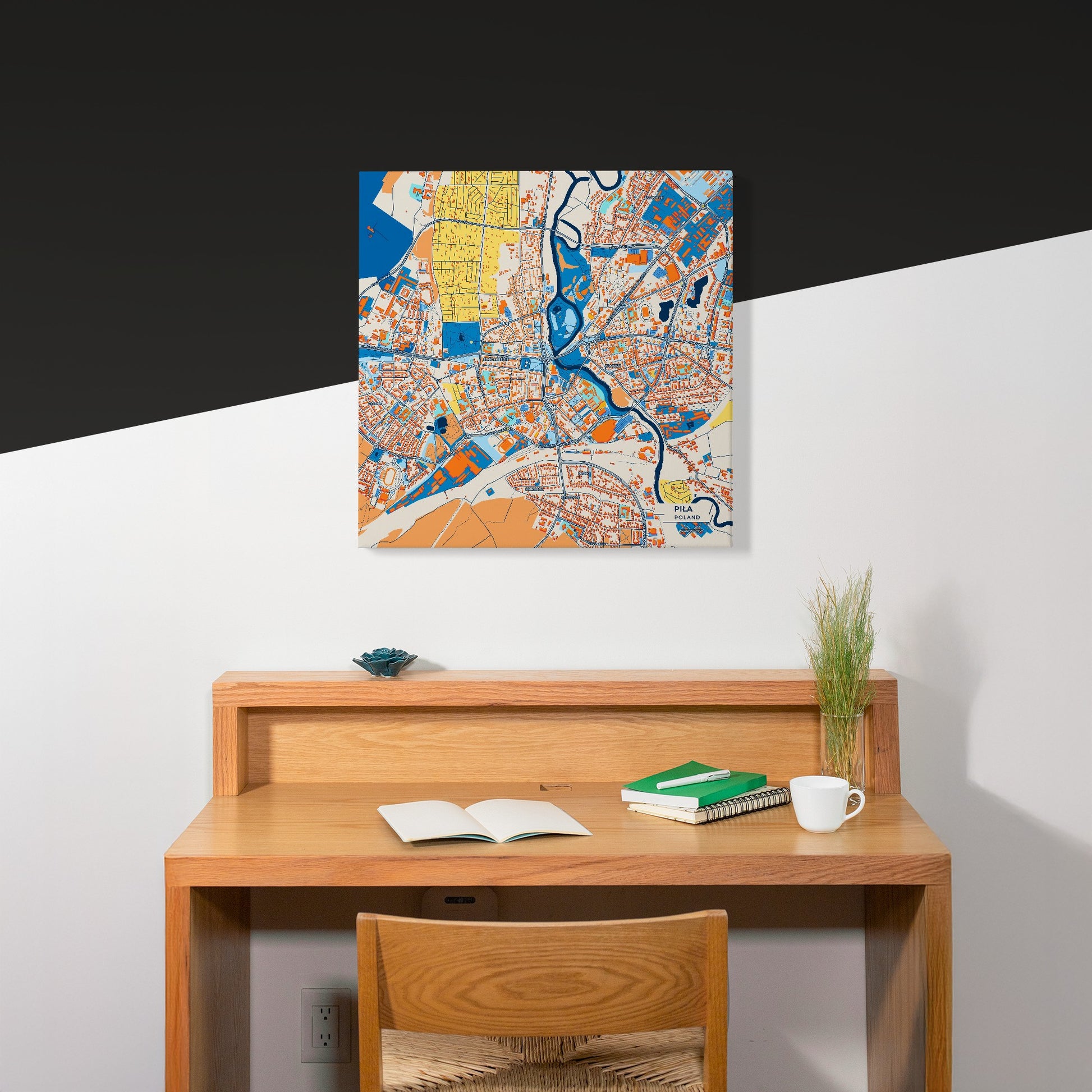Piła Poland Colorful City Map Canvas Print Scene