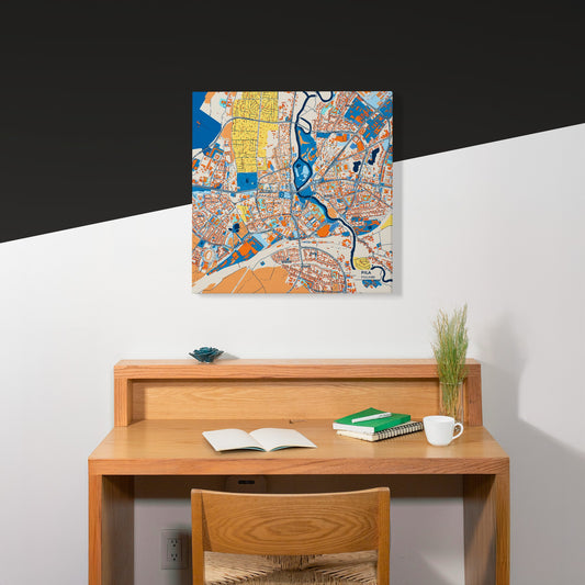 Piła Poland Colorful City Map Canvas Print Scene